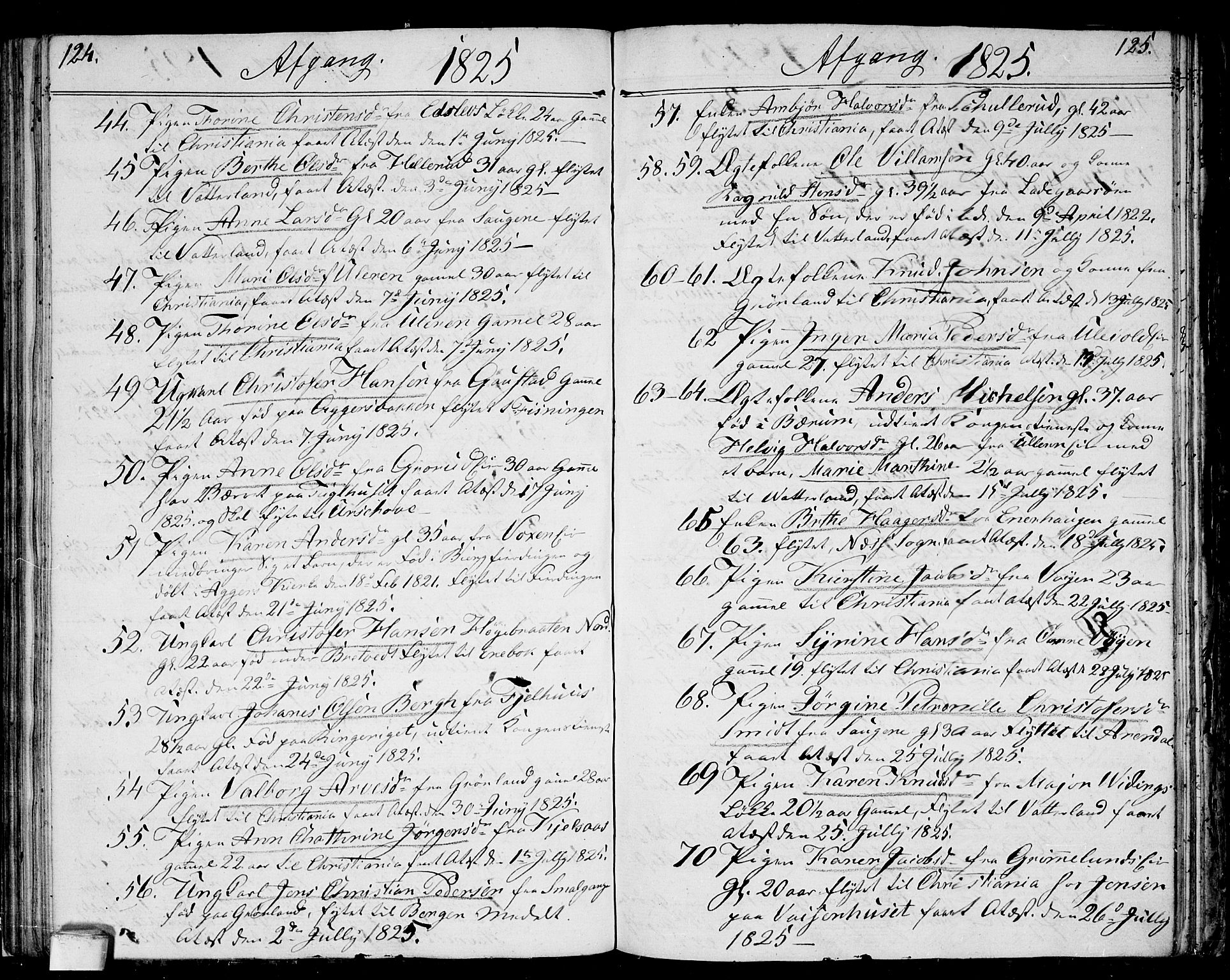 Aker prestekontor kirkebøker, AV/SAO-A-10861/F/L0014a: Parish register (official) no. 14A, 1820-1833, p. 124-125