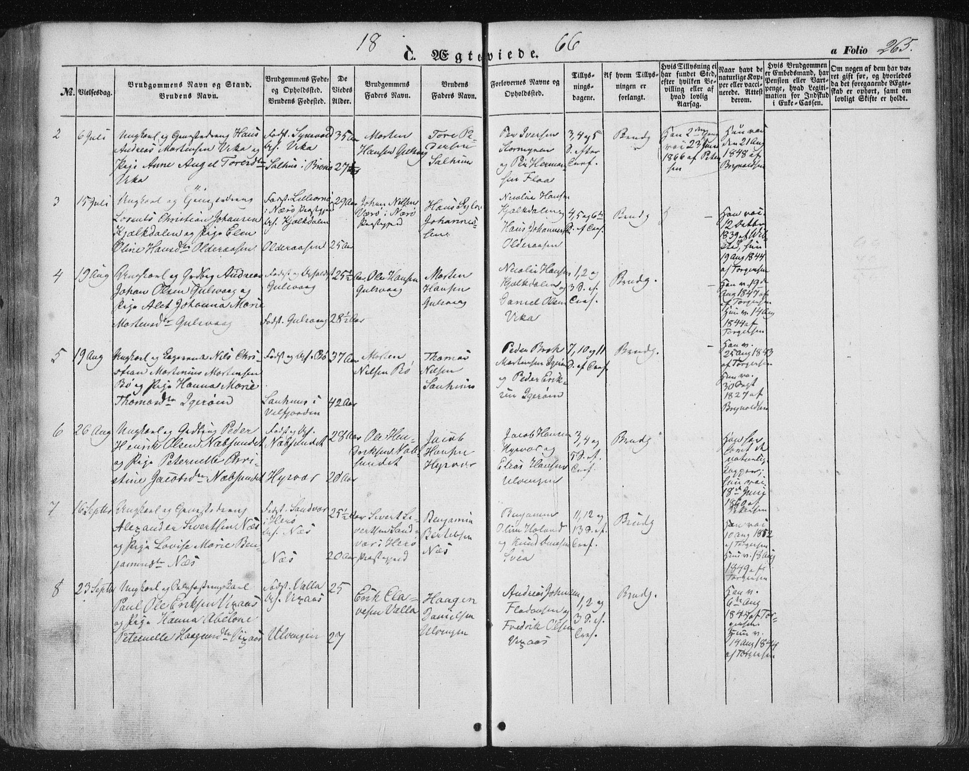 Ministerialprotokoller, klokkerbøker og fødselsregistre - Nordland, AV/SAT-A-1459/816/L0240: Parish register (official) no. 816A06, 1846-1870, p. 265