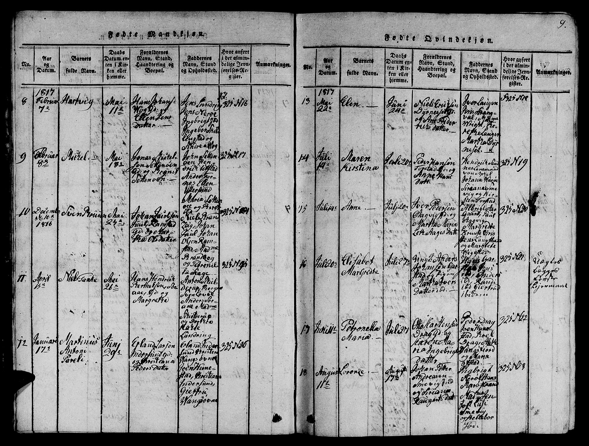 Ministerialprotokoller, klokkerbøker og fødselsregistre - Nord-Trøndelag, AV/SAT-A-1458/784/L0679: Parish register (copy) no. 784C01 /1, 1816-1822, p. 9