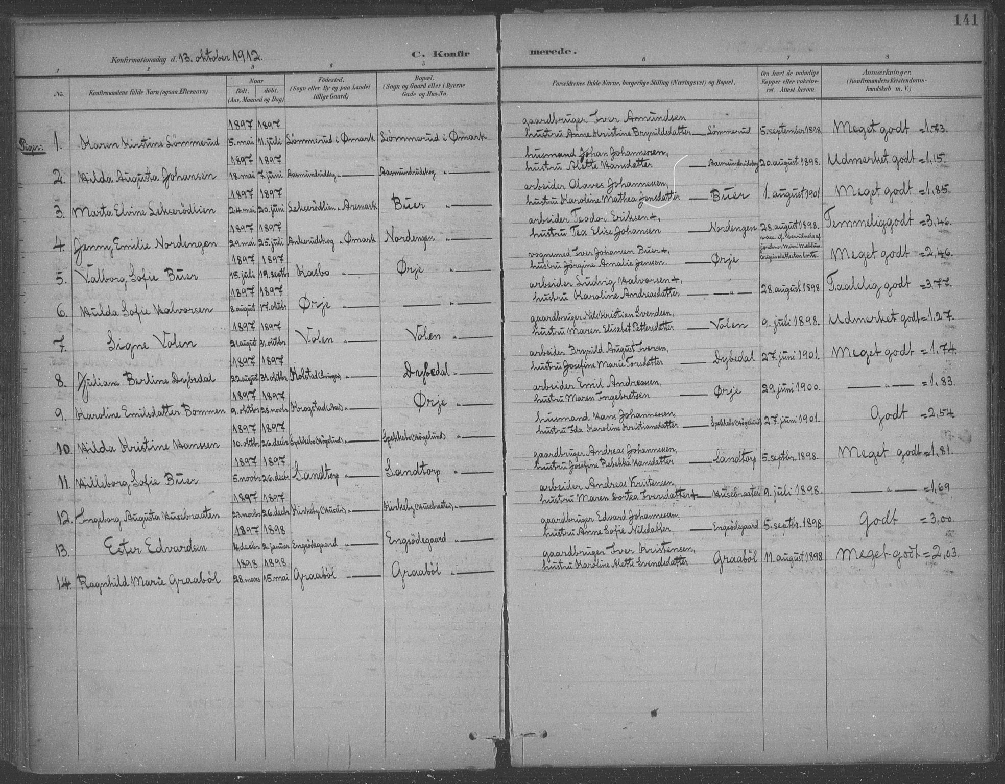 Aremark prestekontor Kirkebøker, SAO/A-10899/F/Fb/L0005: Parish register (official) no. II 5, 1895-1919, p. 141