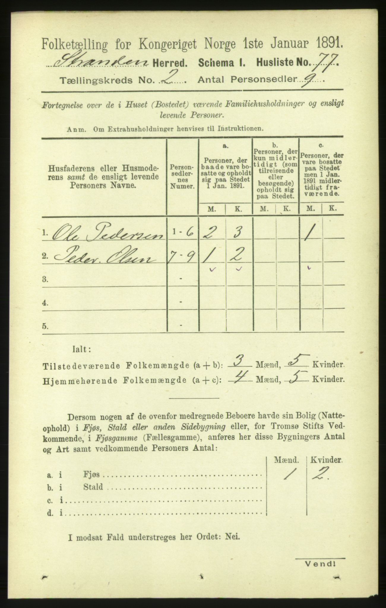RA, 1891 census for 1525 Stranda, 1891, p. 273