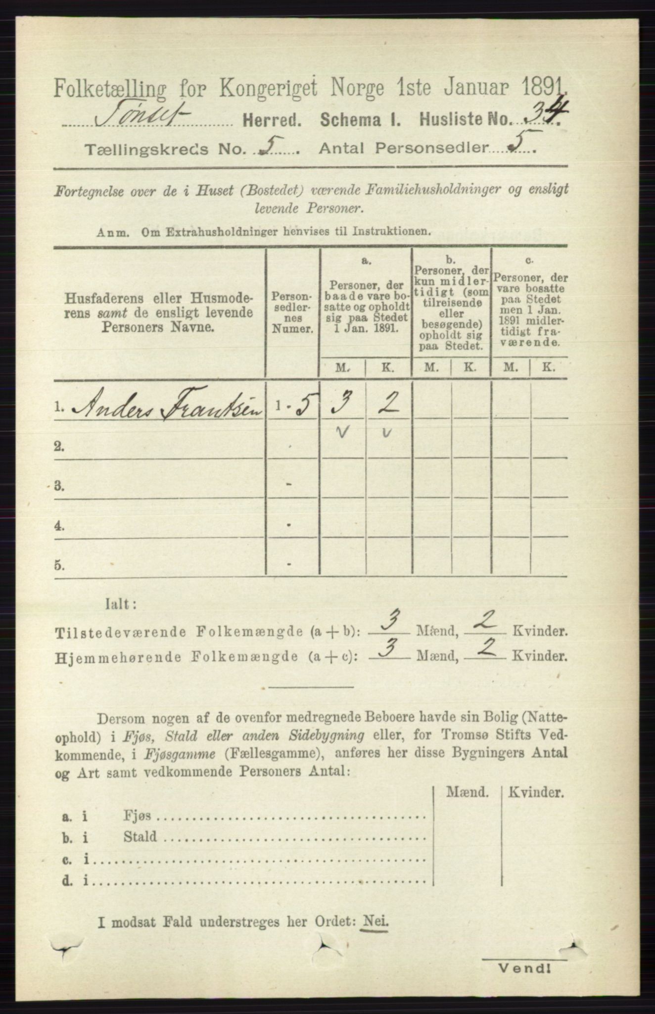RA, 1891 census for 0437 Tynset, 1891, p. 1047