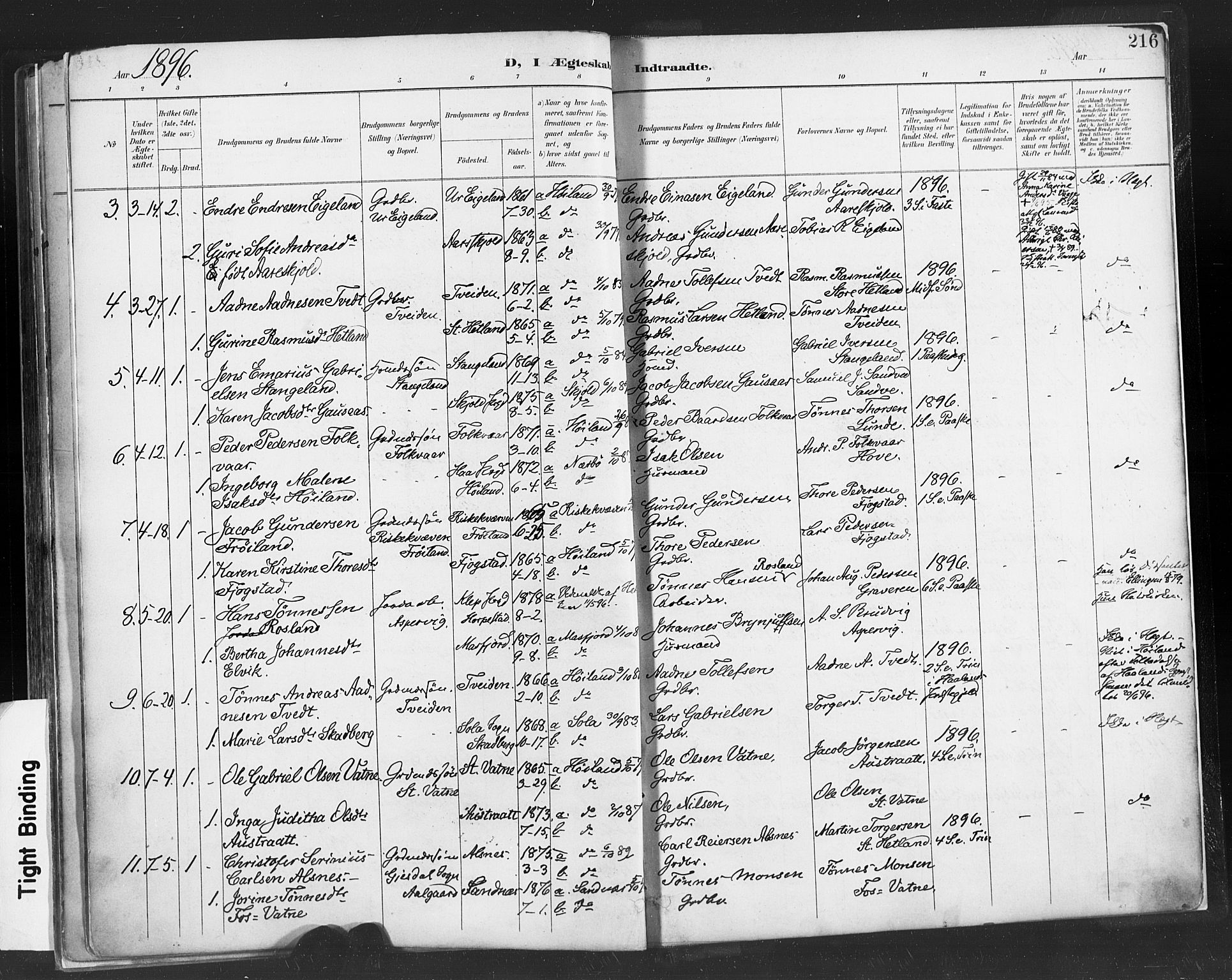 Høyland sokneprestkontor, AV/SAST-A-101799/001/30BA/L0013: Parish register (official) no. A 13.1, 1889-1898, p. 216