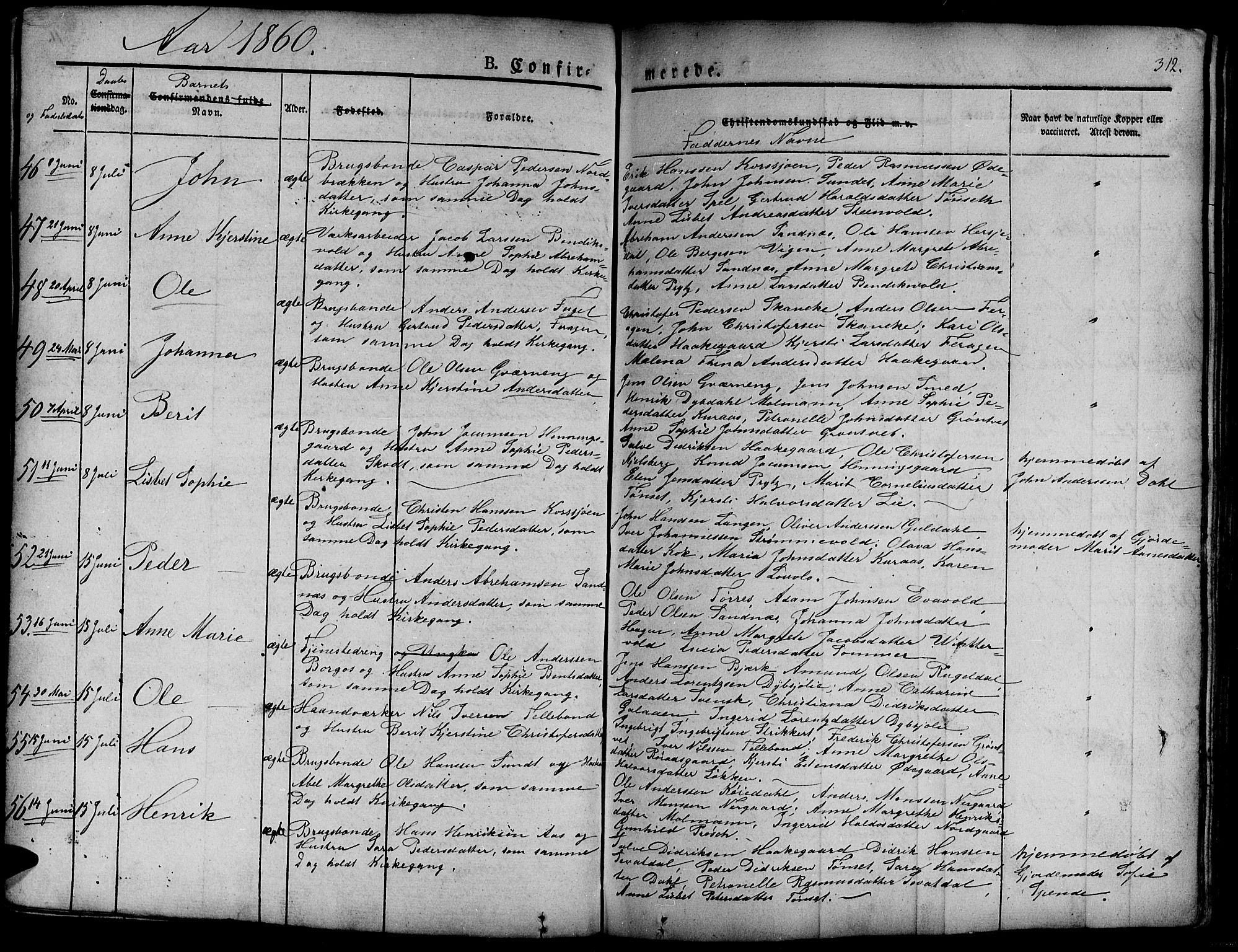 Ministerialprotokoller, klokkerbøker og fødselsregistre - Sør-Trøndelag, AV/SAT-A-1456/681/L0938: Parish register (copy) no. 681C02, 1829-1879, p. 312