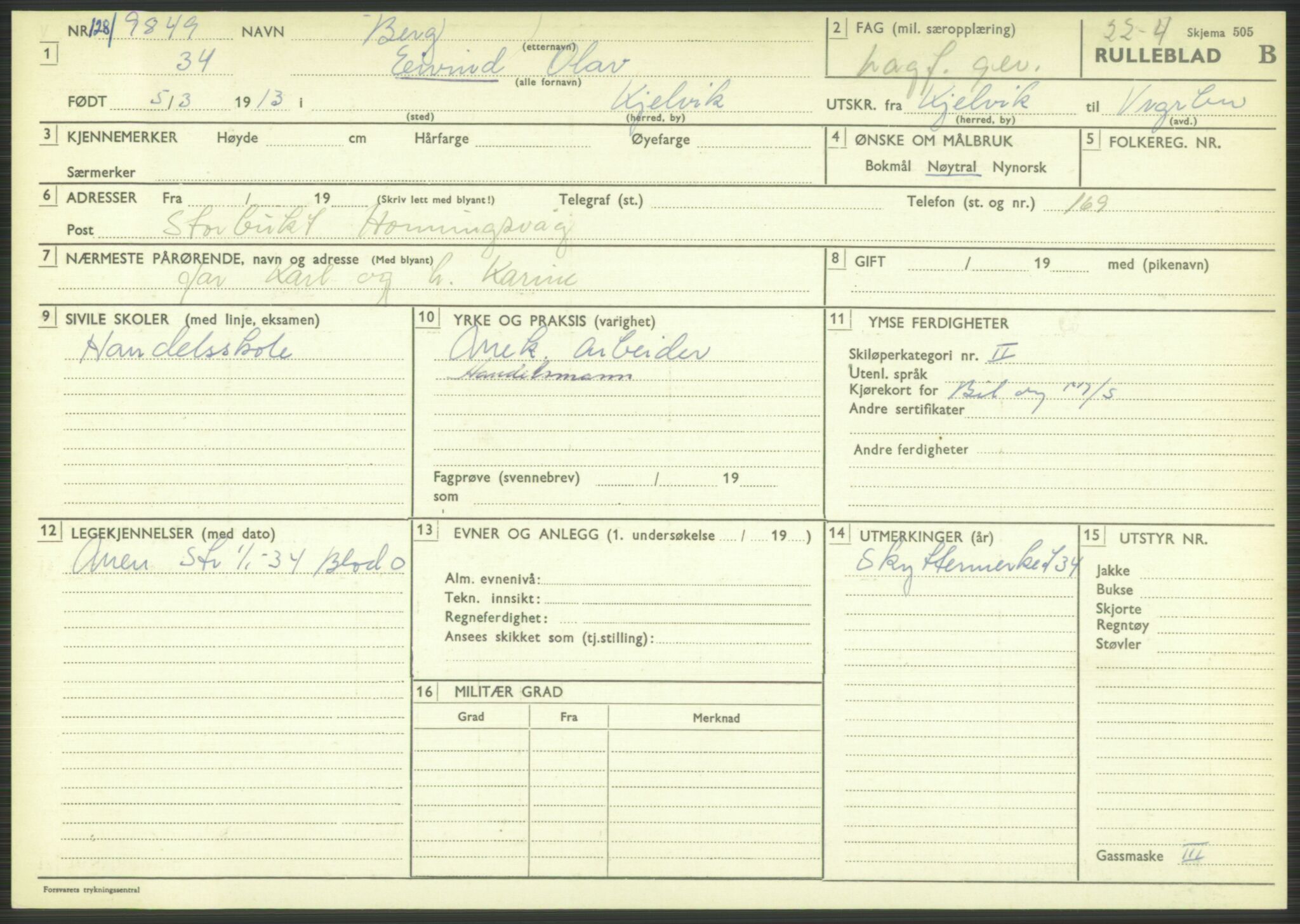Forsvaret, Varanger bataljon, AV/RA-RAFA-2258/1/D/L0444: Rulleblad for menige født 1913-1914, 1913-1914, p. 38