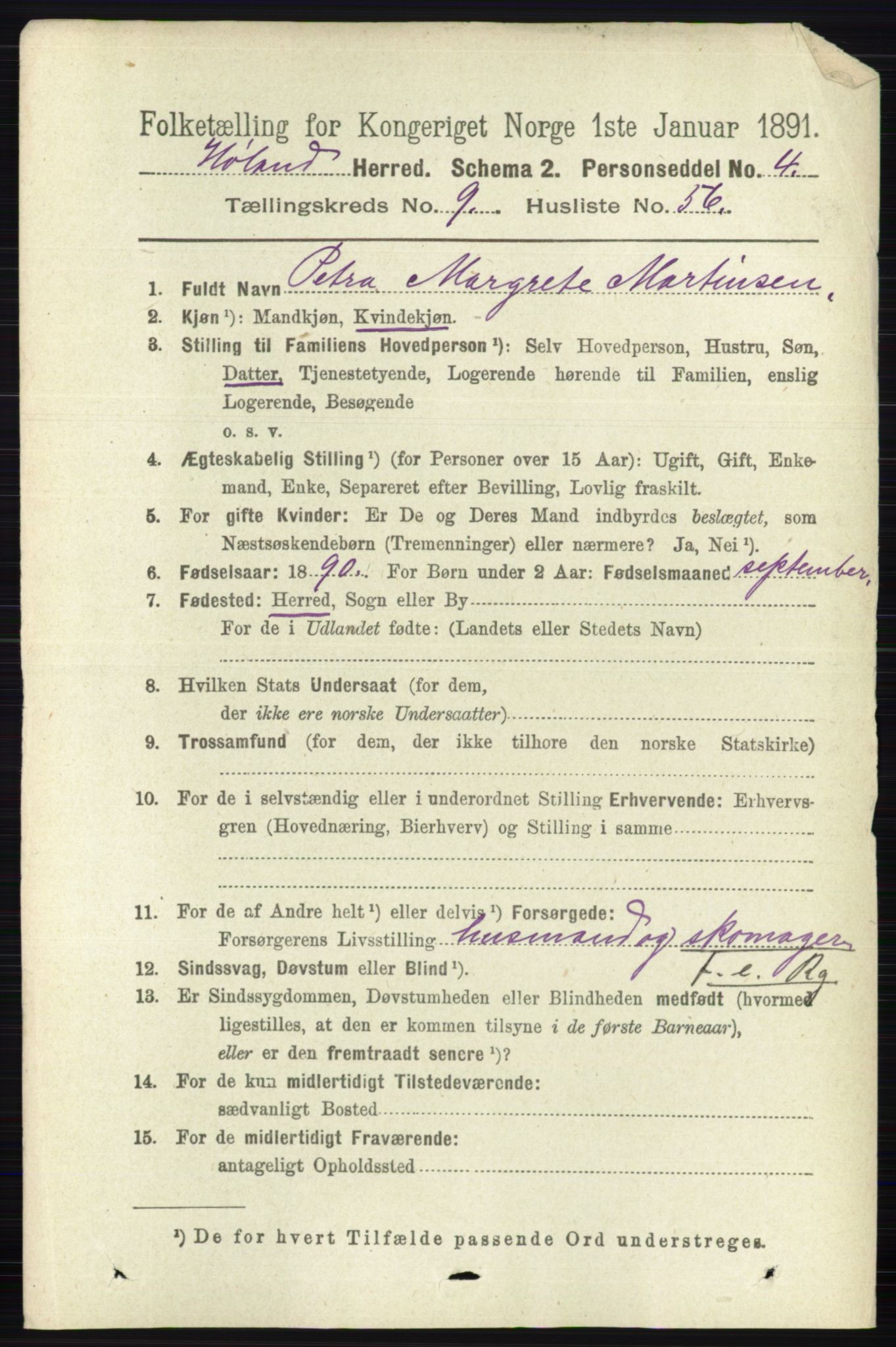 RA, 1891 census for 0221 Høland, 1891, p. 6503