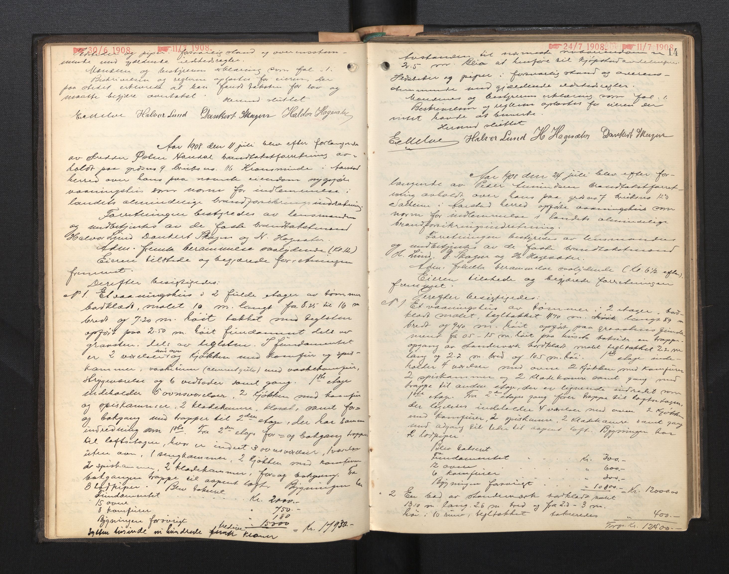 Byfogd og Byskriver i Bergen, AV/SAB-A-3401/11/11Da/L0032: Branntakstprotokoll, 1908-1913, p. 14