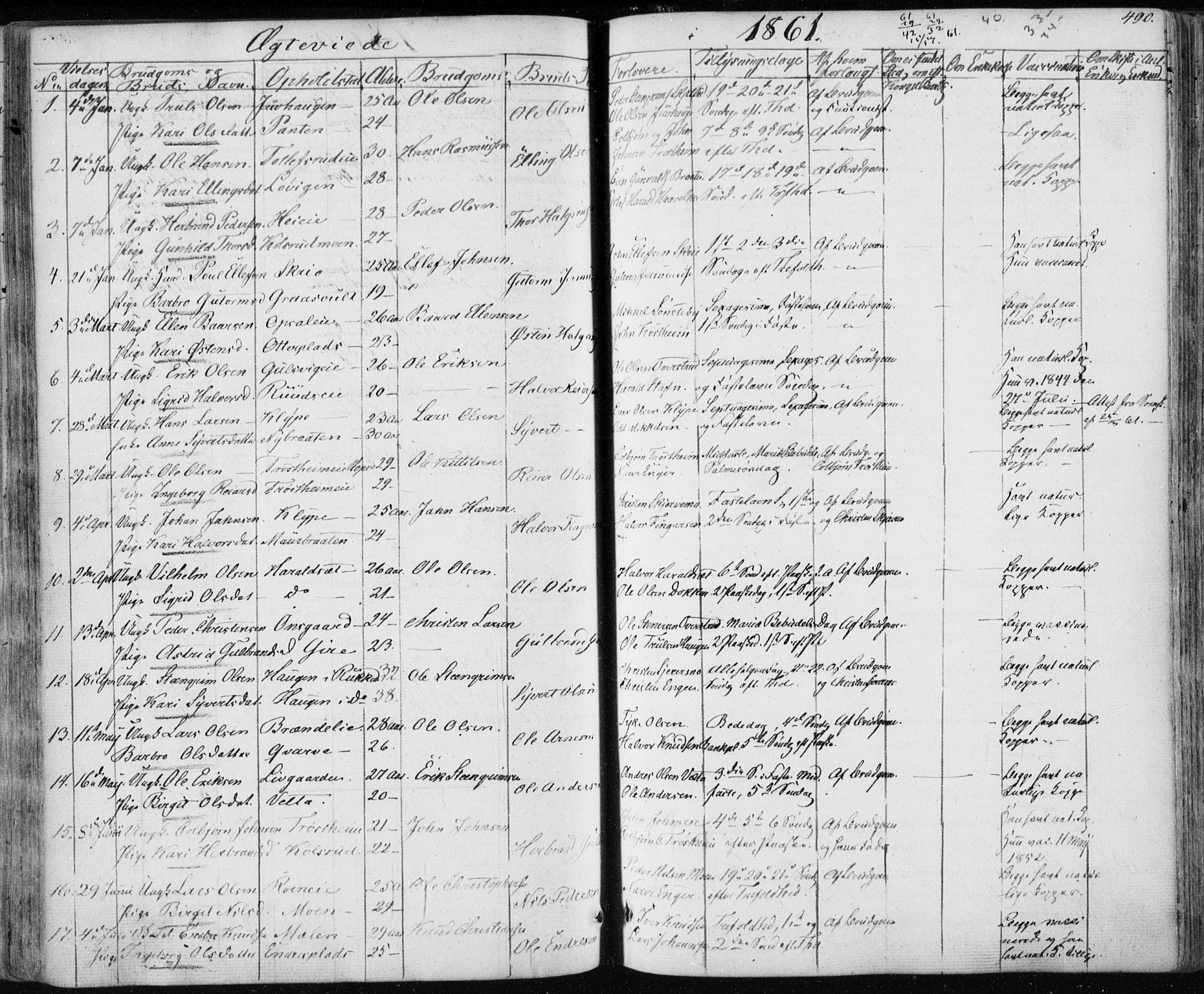Nes kirkebøker, SAKO/A-236/F/Fa/L0009: Parish register (official) no. 9, 1834-1863, p. 490