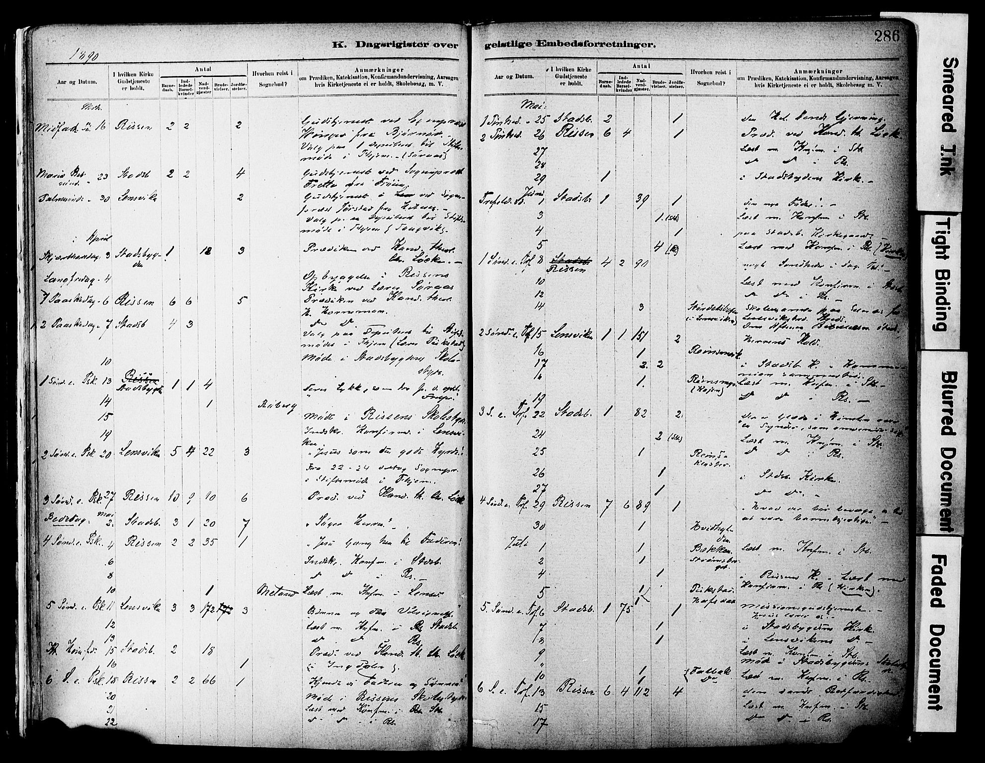 Ministerialprotokoller, klokkerbøker og fødselsregistre - Sør-Trøndelag, SAT/A-1456/646/L0615: Parish register (official) no. 646A13, 1885-1900, p. 286
