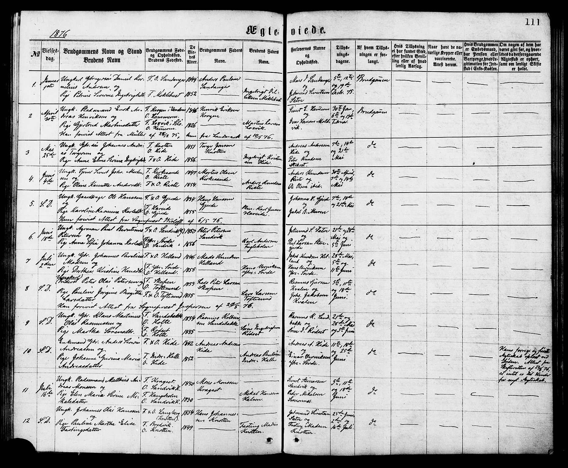 Ministerialprotokoller, klokkerbøker og fødselsregistre - Møre og Romsdal, AV/SAT-A-1454/503/L0035: Parish register (official) no. 503A03, 1865-1884, p. 111