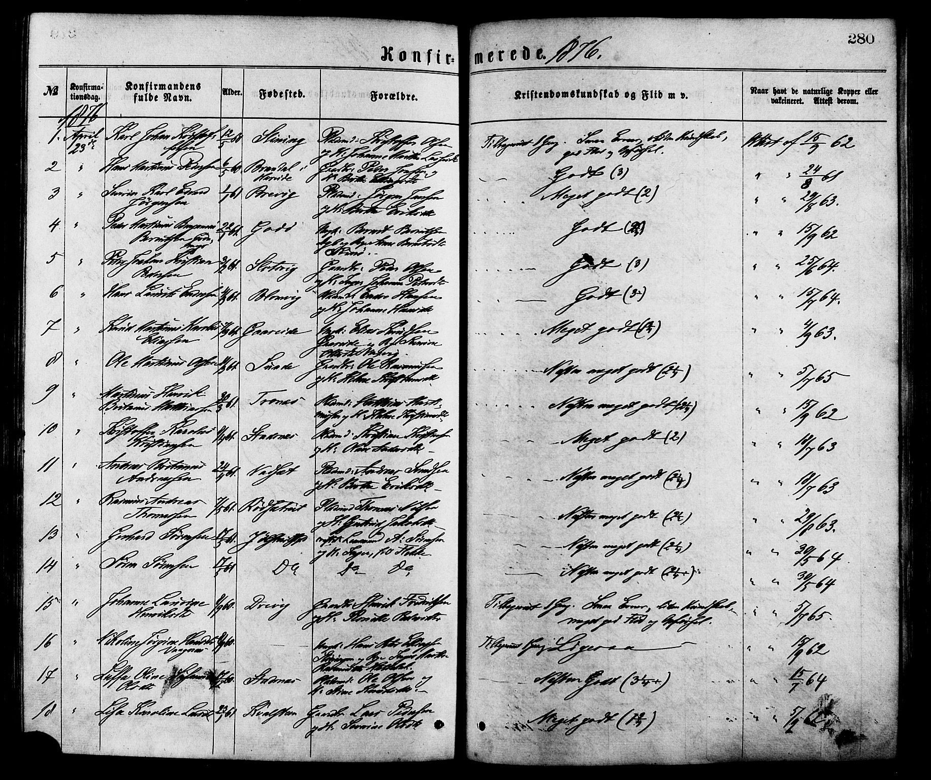 Ministerialprotokoller, klokkerbøker og fødselsregistre - Møre og Romsdal, SAT/A-1454/528/L0400: Parish register (official) no. 528A11, 1871-1879, p. 280