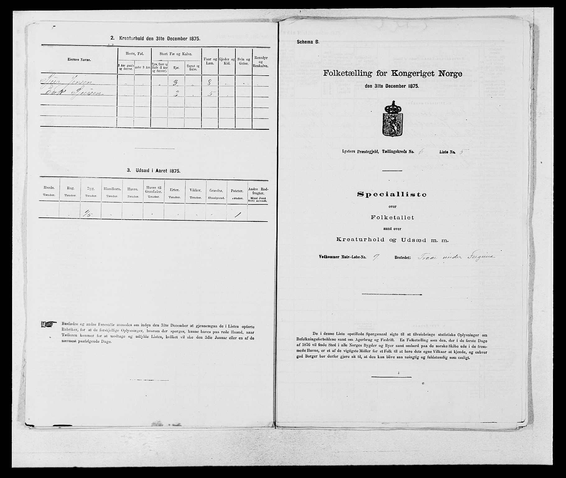 SAB, 1875 census for 1426P Luster, 1875, p. 945