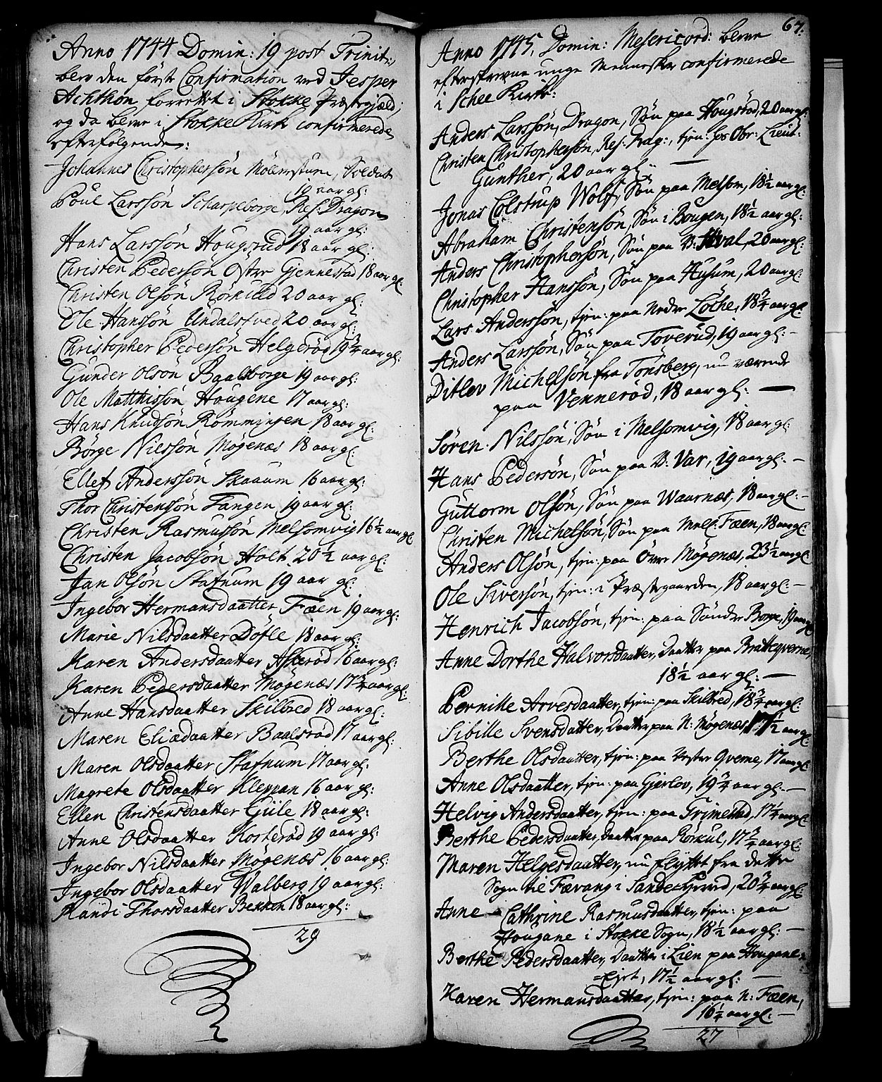 Stokke kirkebøker, AV/SAKO-A-320/F/Fa/L0002: Parish register (official) no. I 2, 1732-1770, p. 67