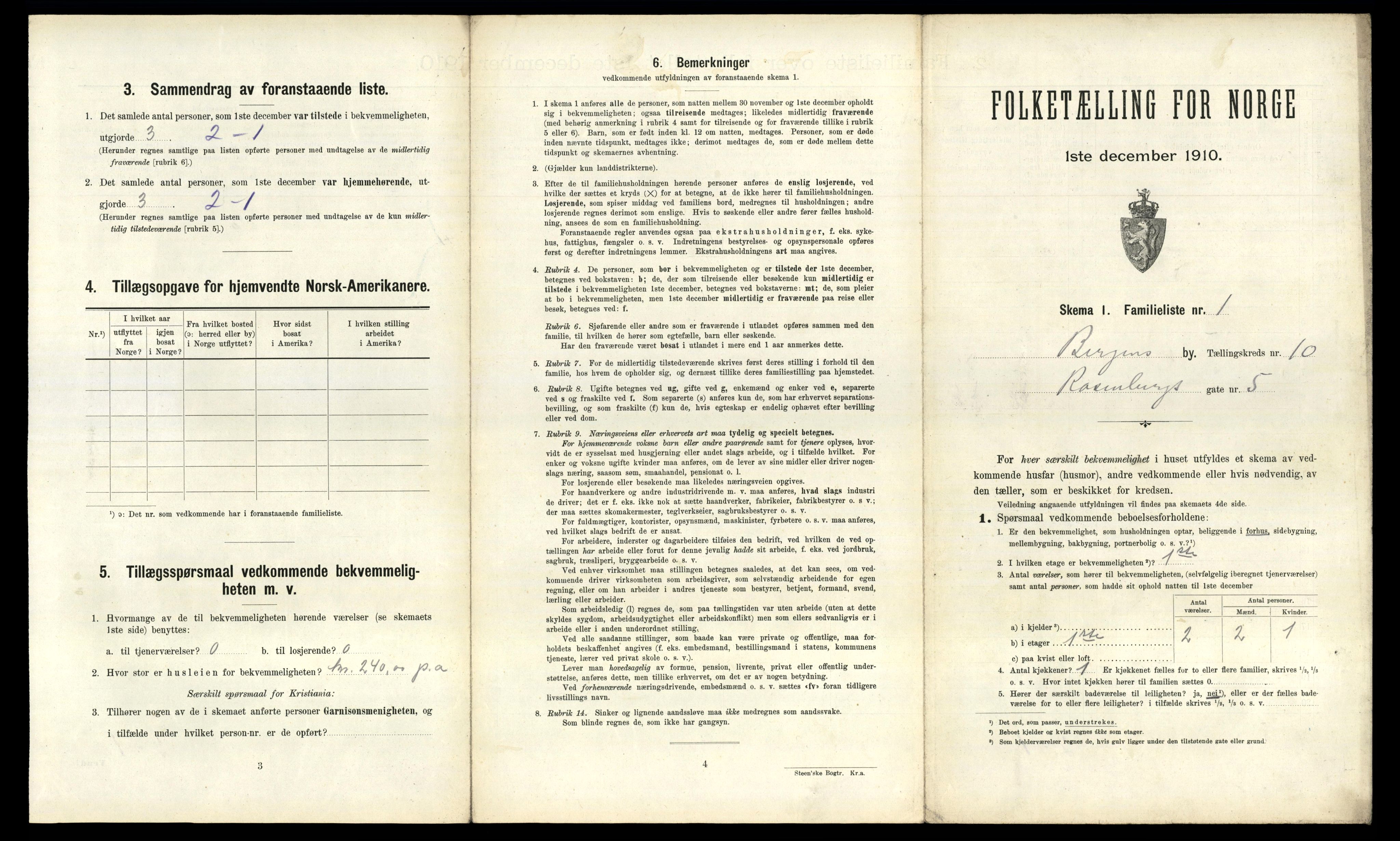 RA, 1910 census for Bergen, 1910, p. 3239