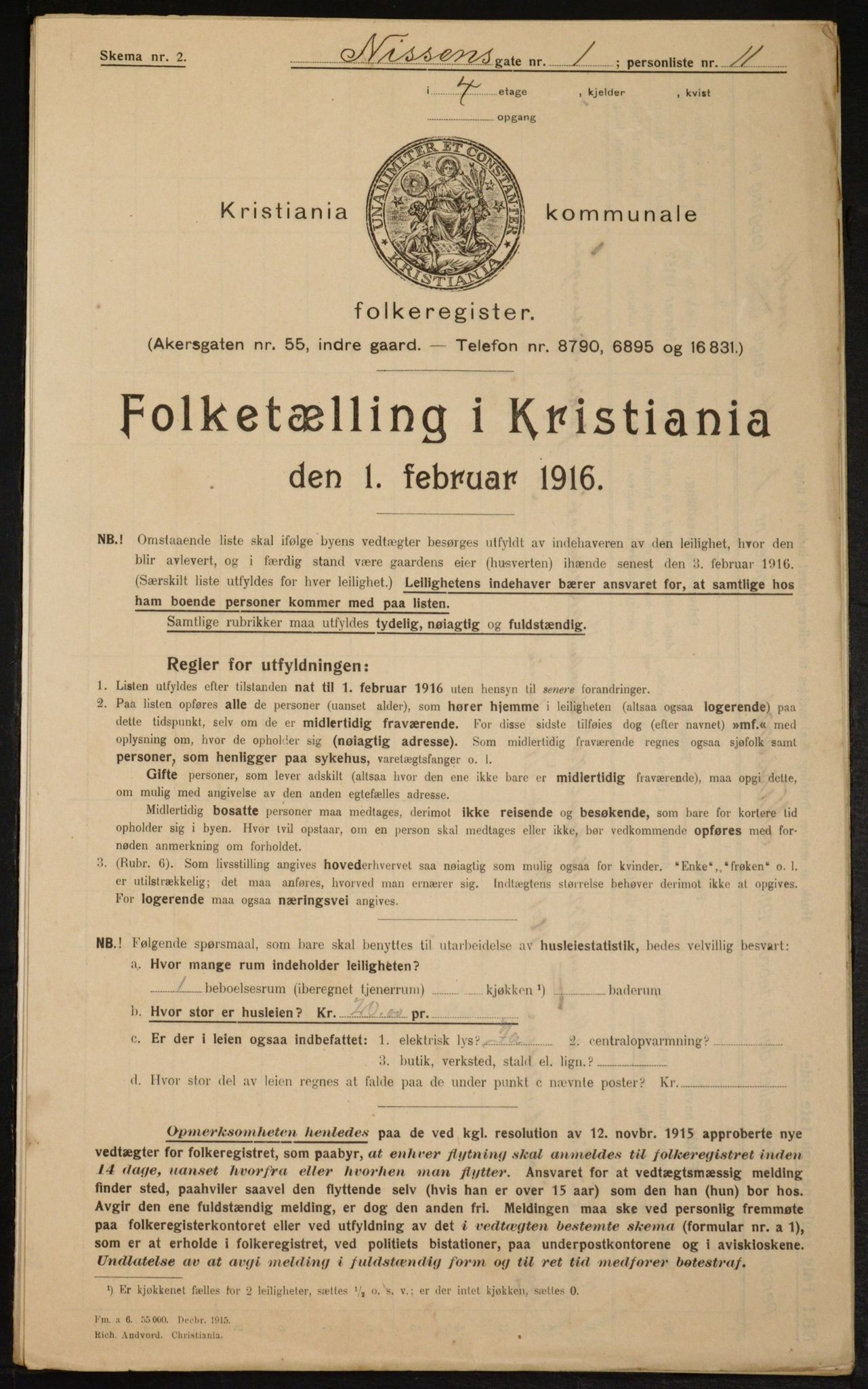 OBA, Municipal Census 1916 for Kristiania, 1916, p. 72914