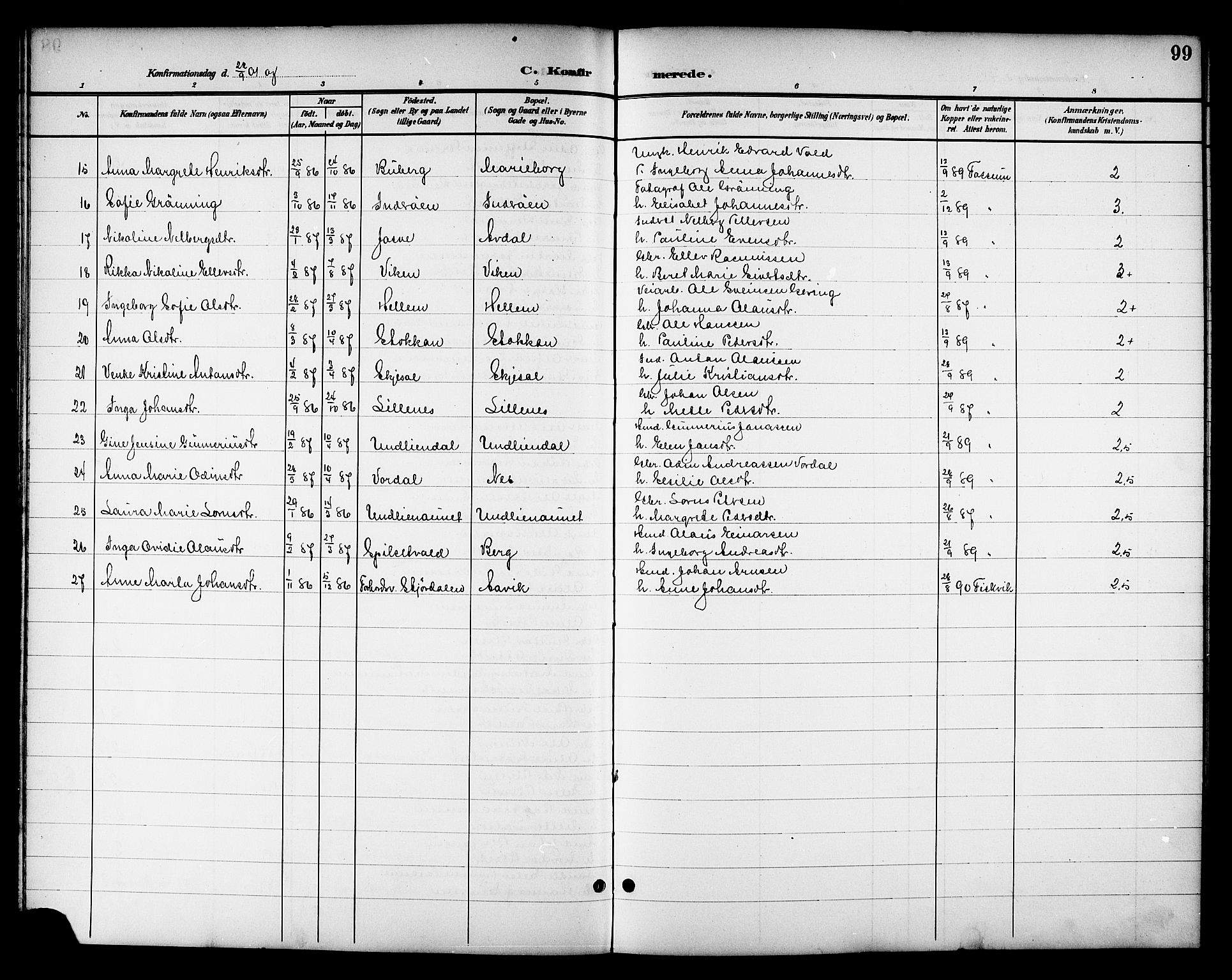 Ministerialprotokoller, klokkerbøker og fødselsregistre - Nord-Trøndelag, AV/SAT-A-1458/714/L0135: Parish register (copy) no. 714C04, 1899-1918, p. 99