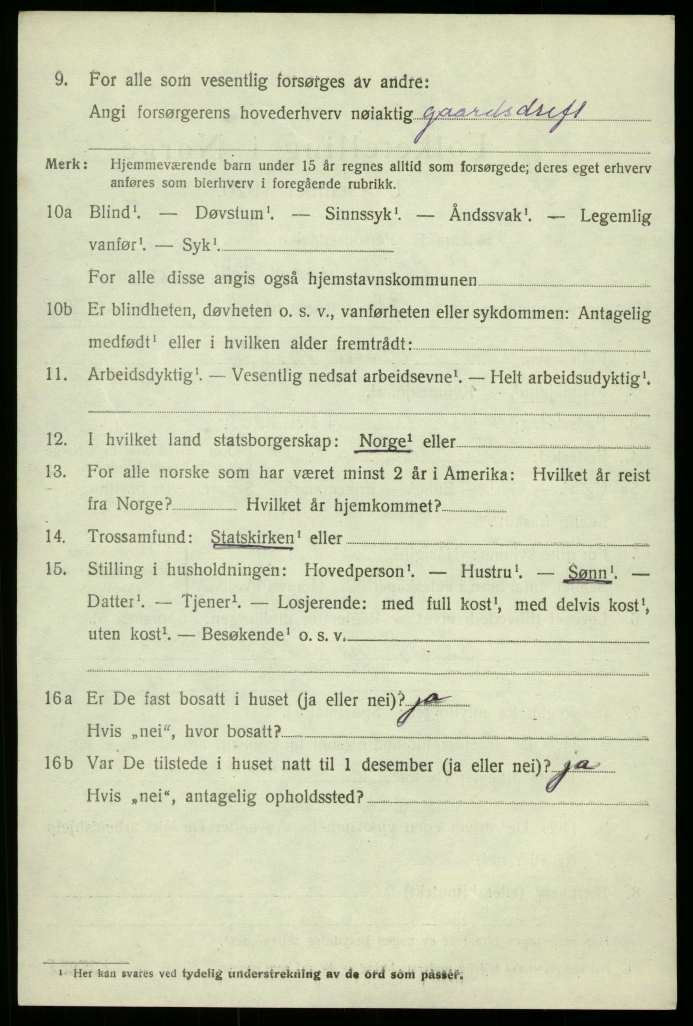 SAB, 1920 census for Røldal, 1920, p. 730