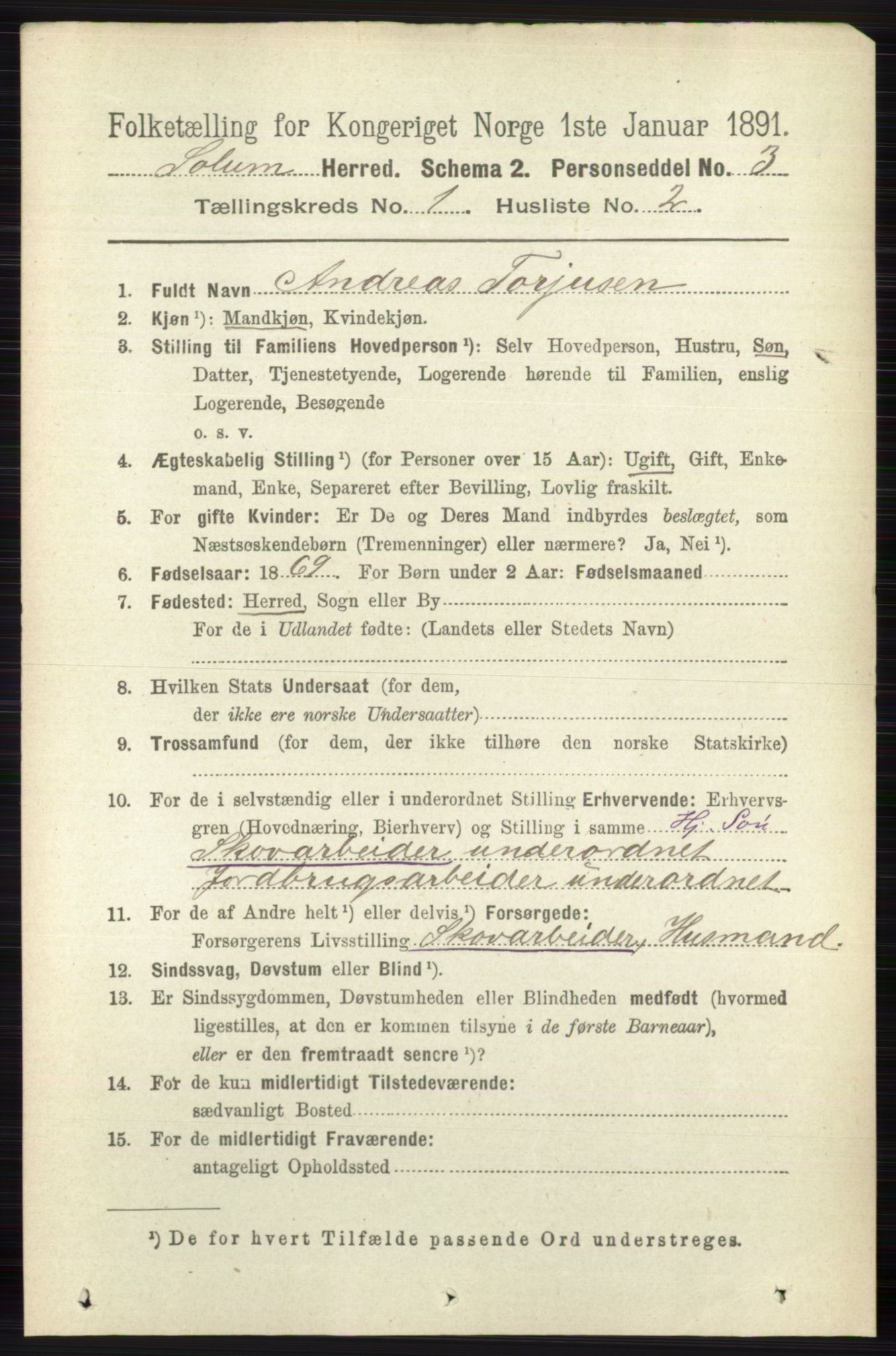 RA, 1891 census for 0818 Solum, 1891, p. 53