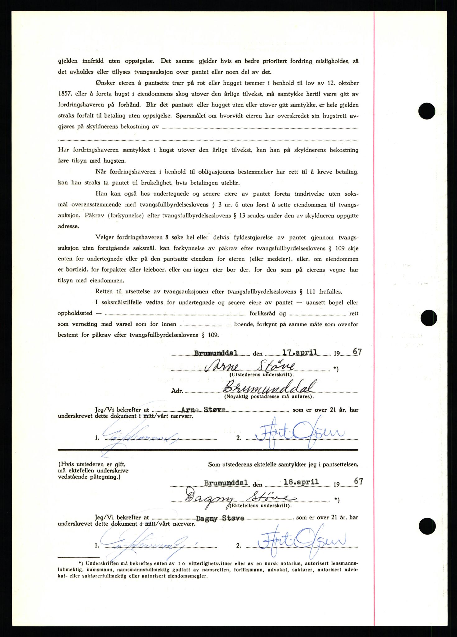 Nord-Hedmark sorenskriveri, SAH/TING-012/H/Hb/Hbf/L0071: Mortgage book no. B71, 1967-1967, Diary no: : 2121/1967