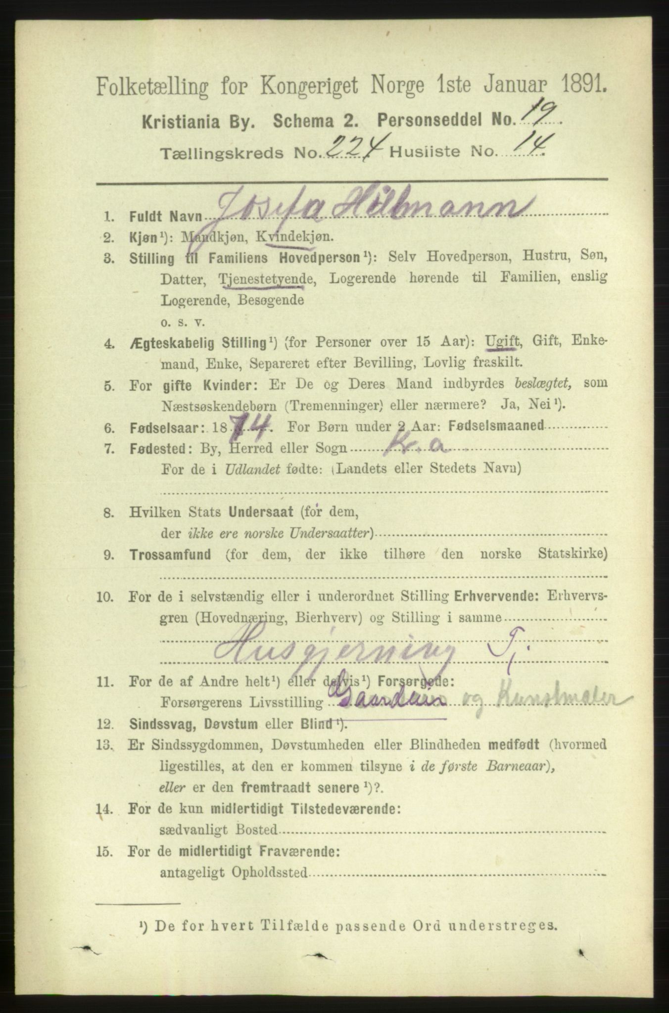 RA, 1891 census for 0301 Kristiania, 1891, p. 135764