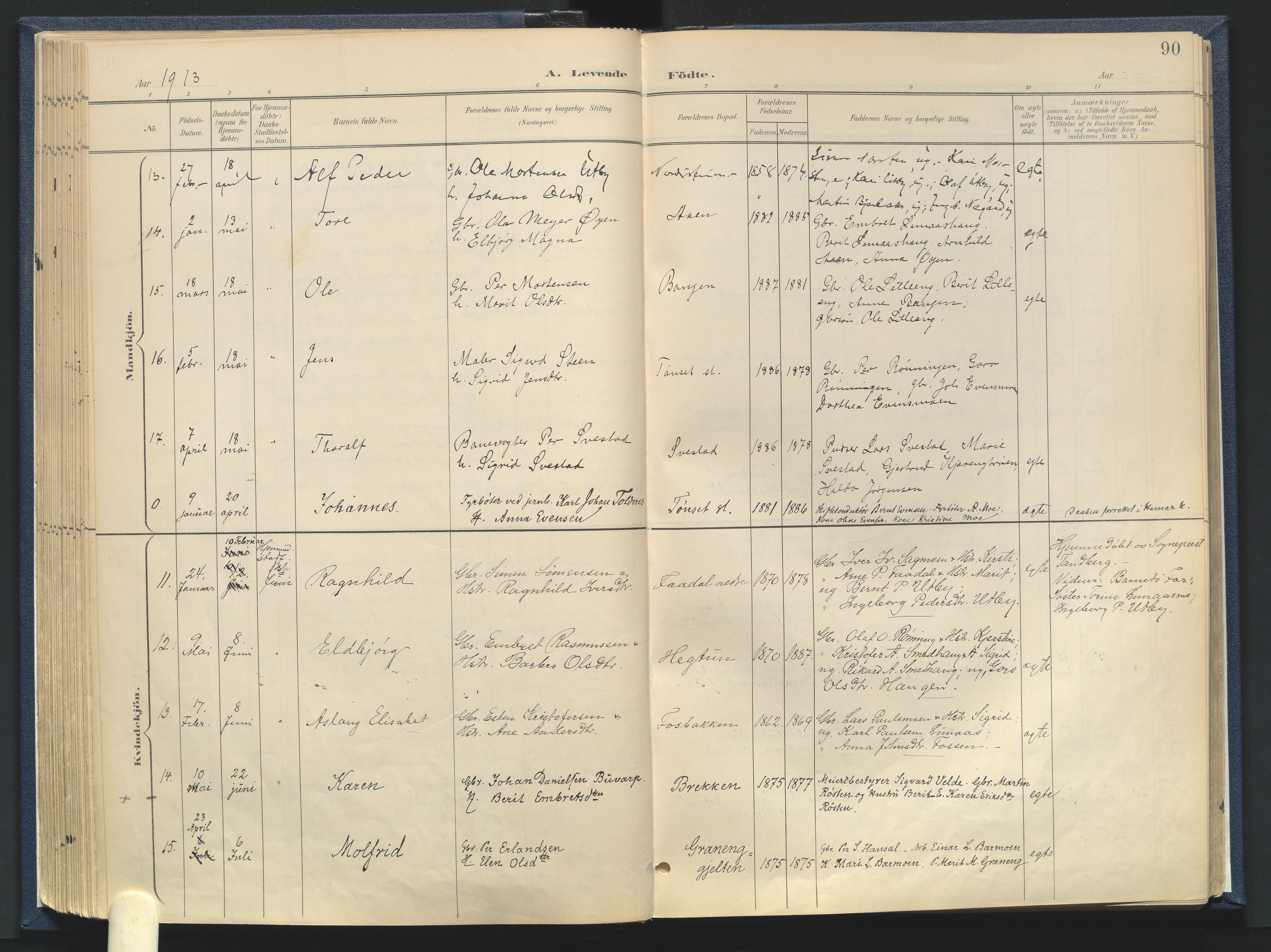 Tynset prestekontor, SAH/PREST-058/H/Ha/Haa/L0025: Parish register (official) no. 25, 1900-1914, p. 90