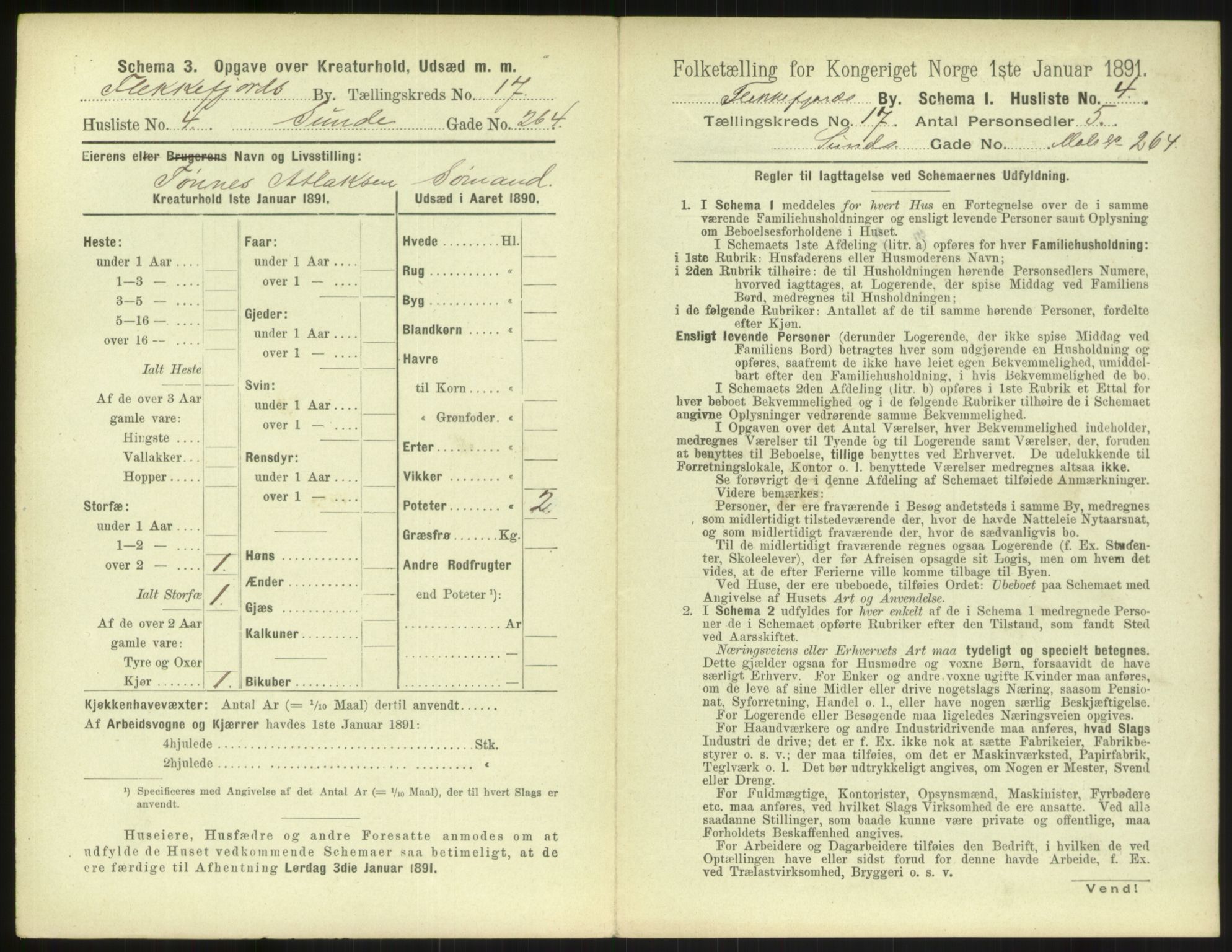 RA, 1891 census for 1004 Flekkefjord, 1891, p. 588