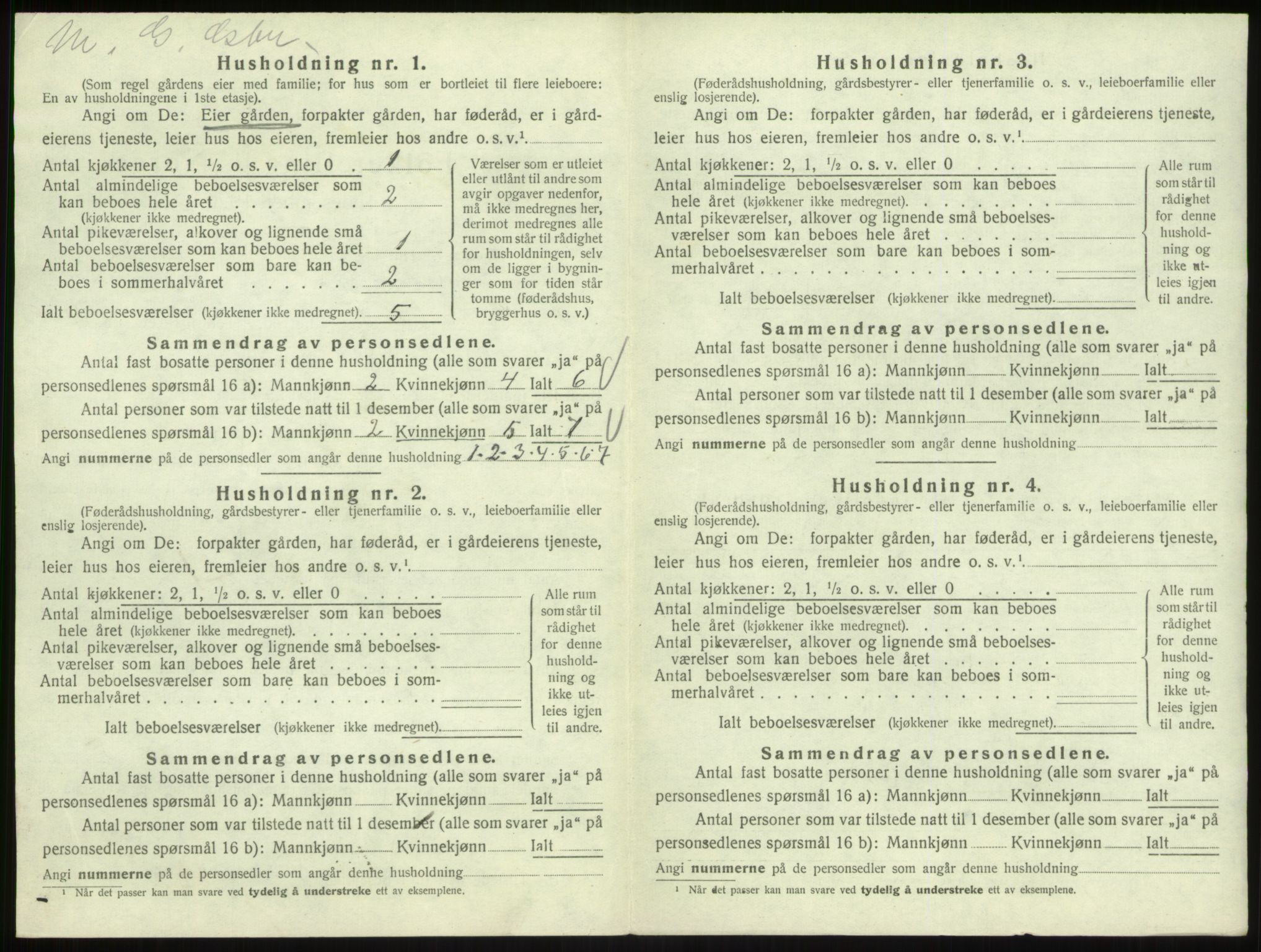 SAB, 1920 census for Hyllestad, 1920, p. 746