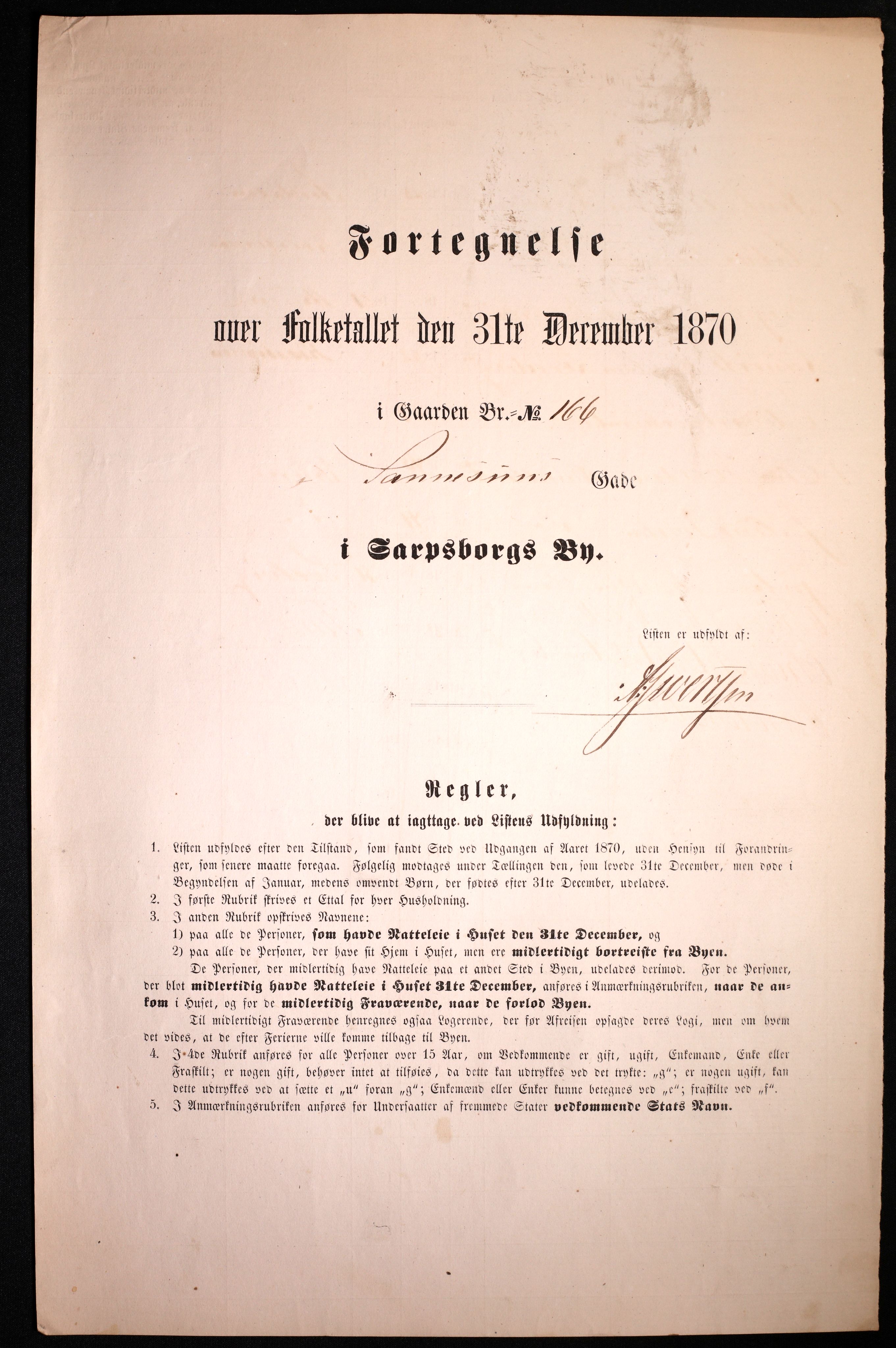 RA, 1870 census for 0102 Sarpsborg, 1870, p. 561