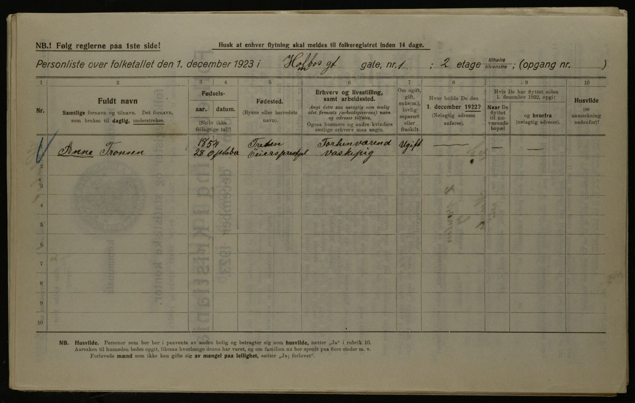 OBA, Municipal Census 1923 for Kristiania, 1923, p. 45586