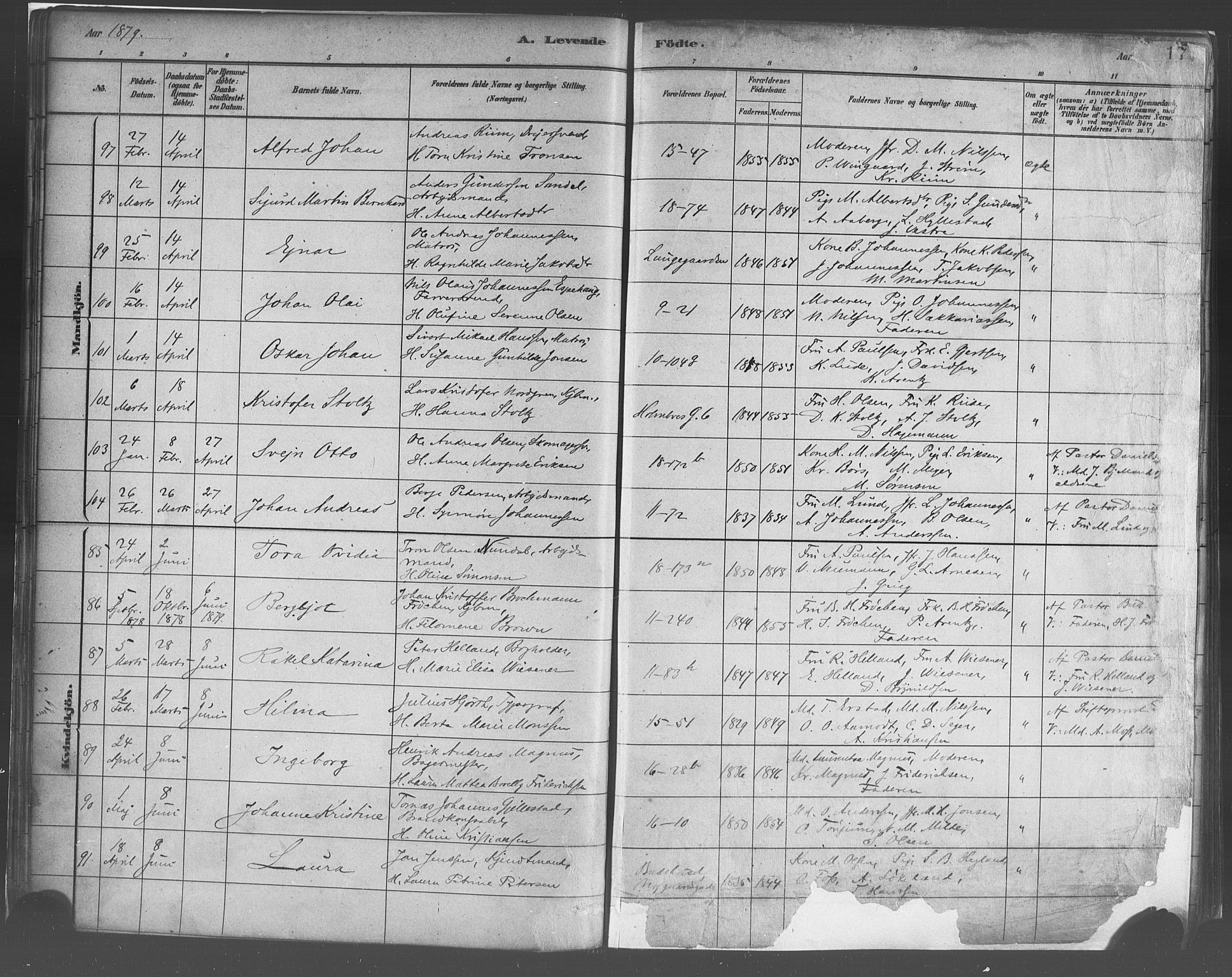 Domkirken sokneprestembete, AV/SAB-A-74801/H/Haa/L0023: Parish register (official) no. B 6, 1879-1887, p. 17