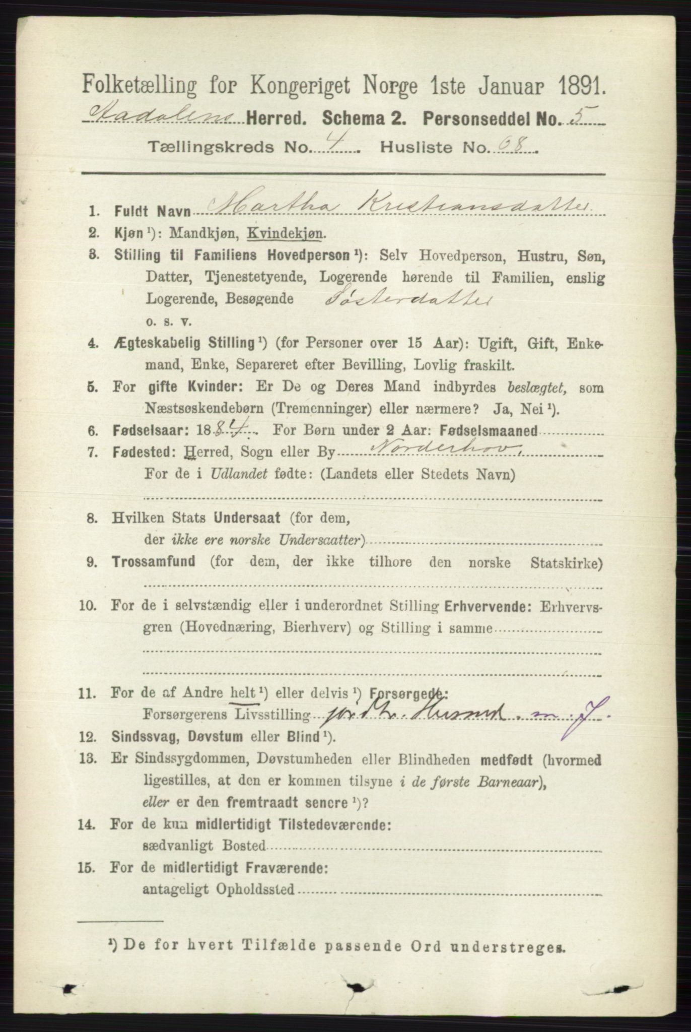RA, 1891 census for 0614 Ådal, 1891, p. 1924