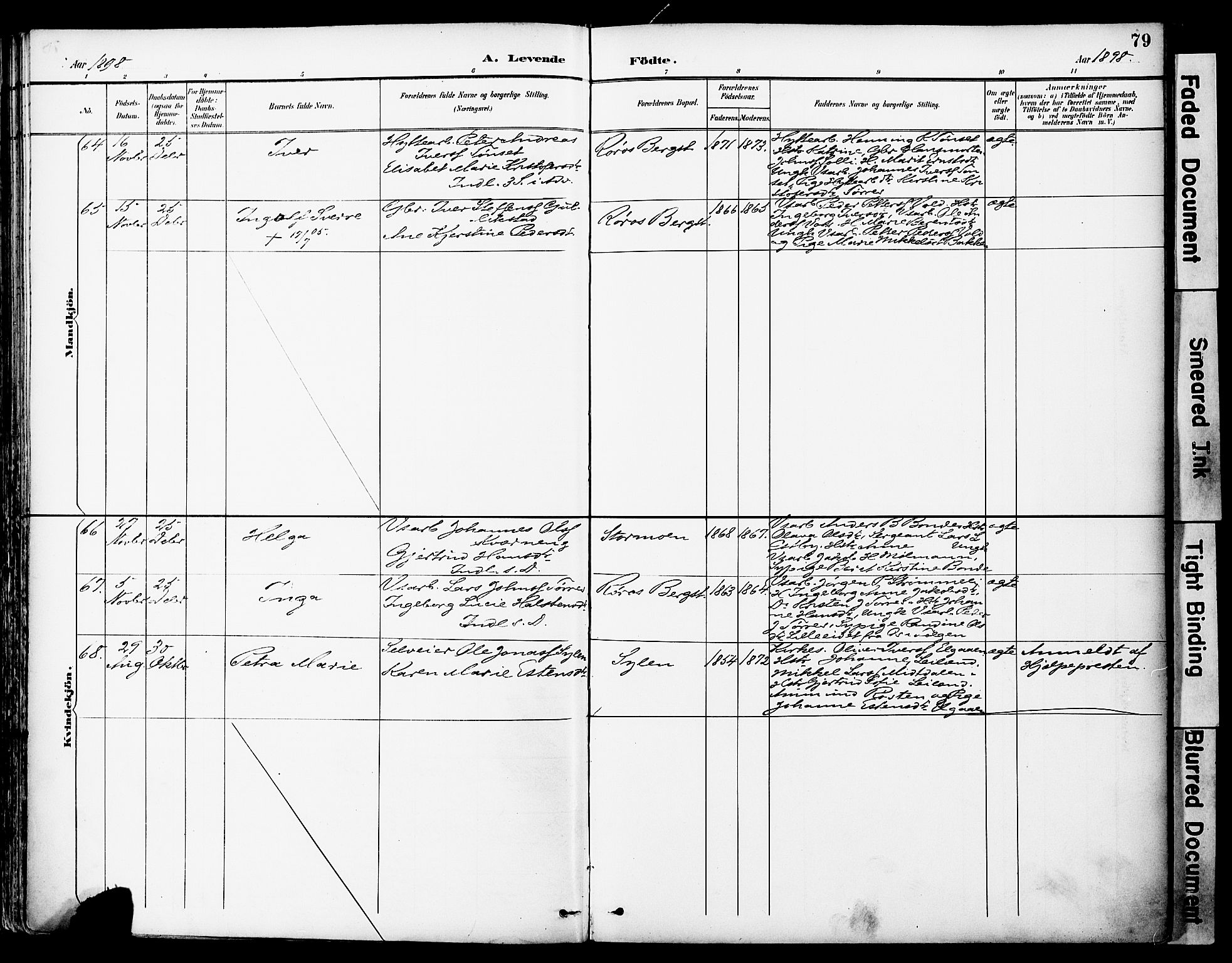 Ministerialprotokoller, klokkerbøker og fødselsregistre - Sør-Trøndelag, SAT/A-1456/681/L0935: Parish register (official) no. 681A13, 1890-1898, p. 79