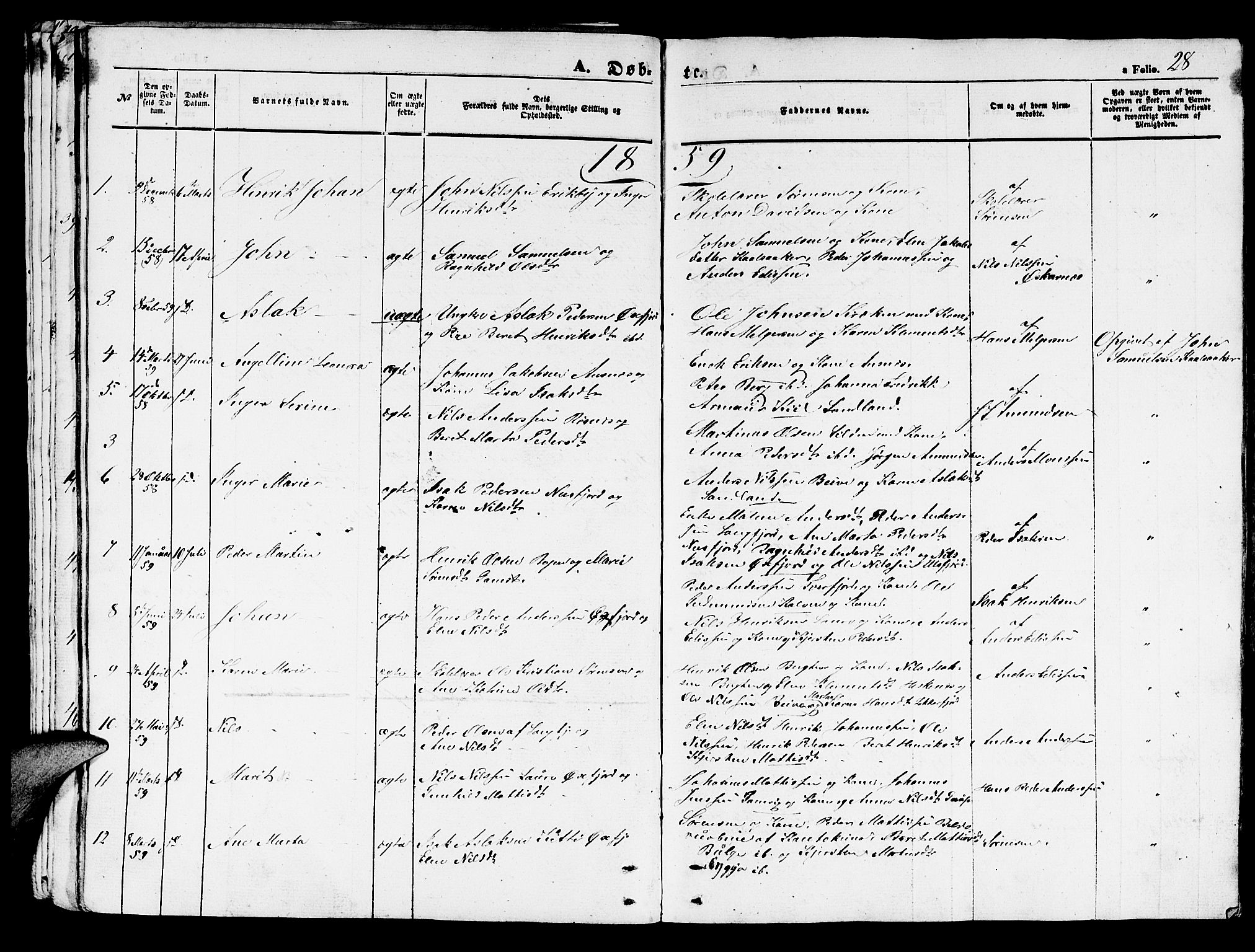 Loppa sokneprestkontor, SATØ/S-1339/H/Hb/L0002klokker: Parish register (copy) no. 2, 1850-1880, p. 28