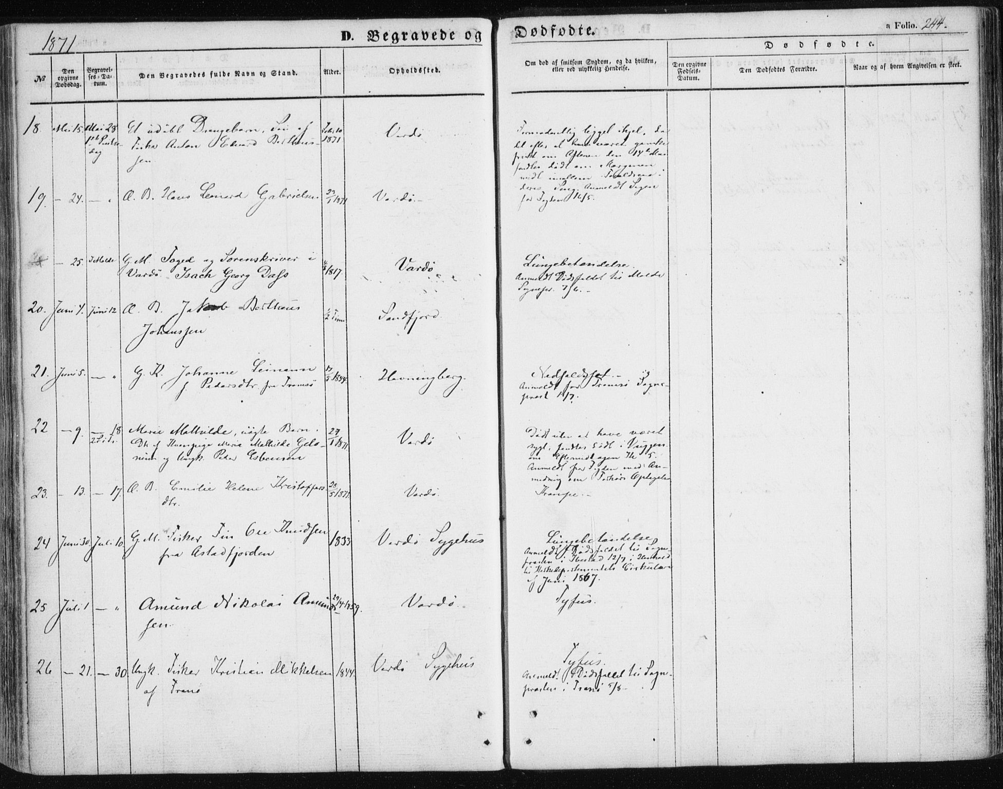 Vardø sokneprestkontor, AV/SATØ-S-1332/H/Ha/L0004kirke: Parish register (official) no. 4, 1862-1871, p. 244