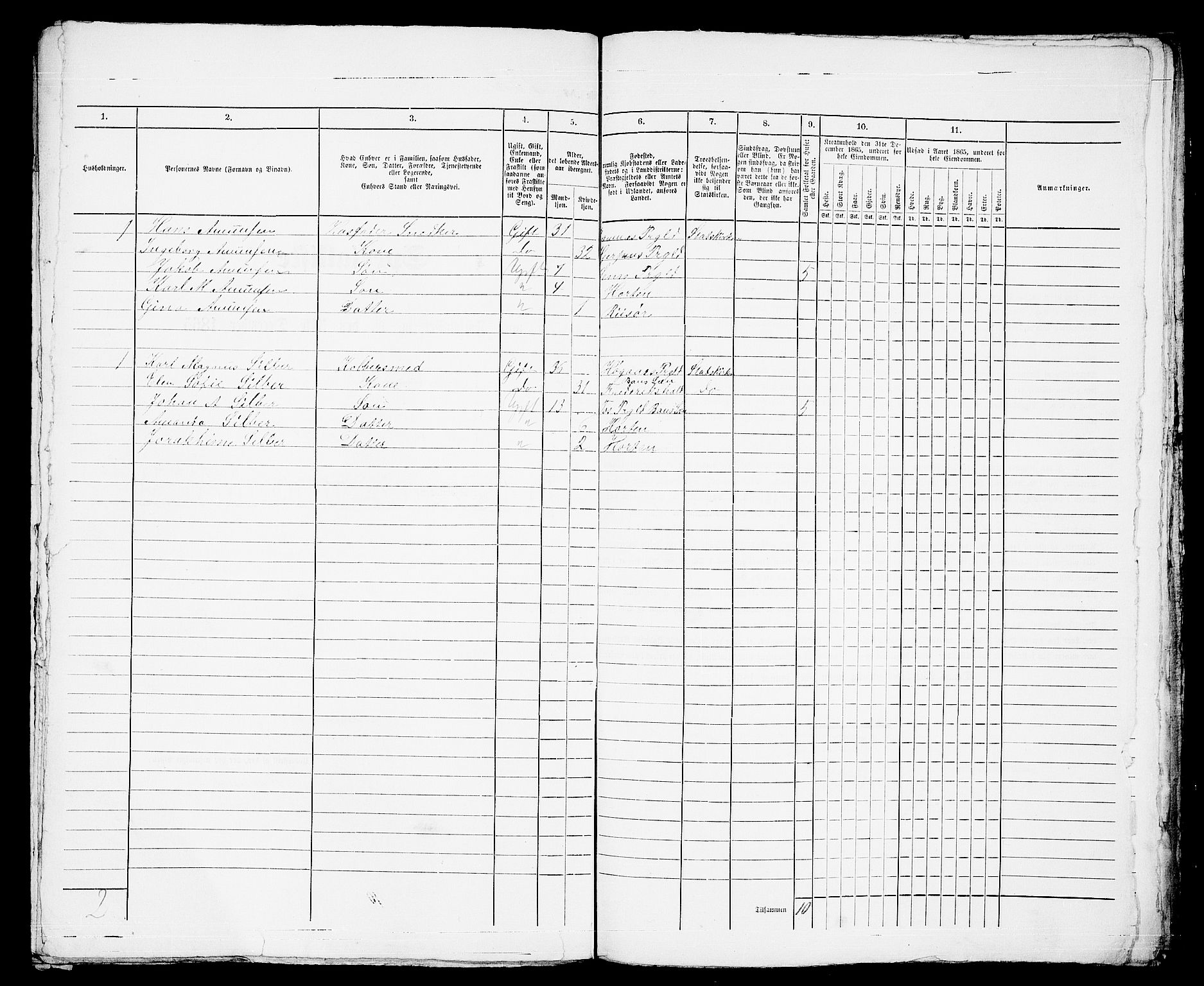 RA, 1865 census for Horten, 1865, p. 802