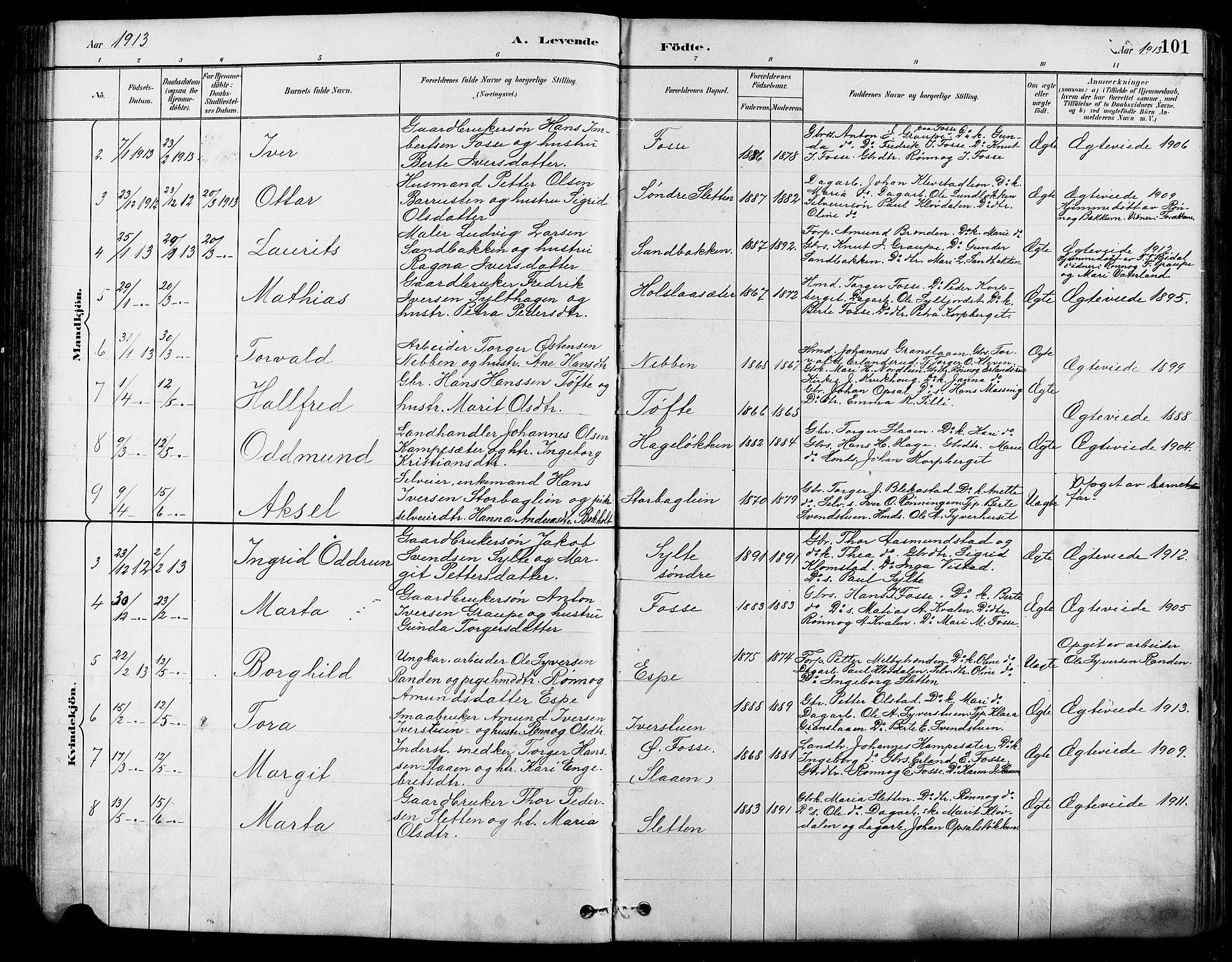 Nord-Fron prestekontor, SAH/PREST-080/H/Ha/Hab/L0005: Parish register (copy) no. 5, 1884-1914, p. 101