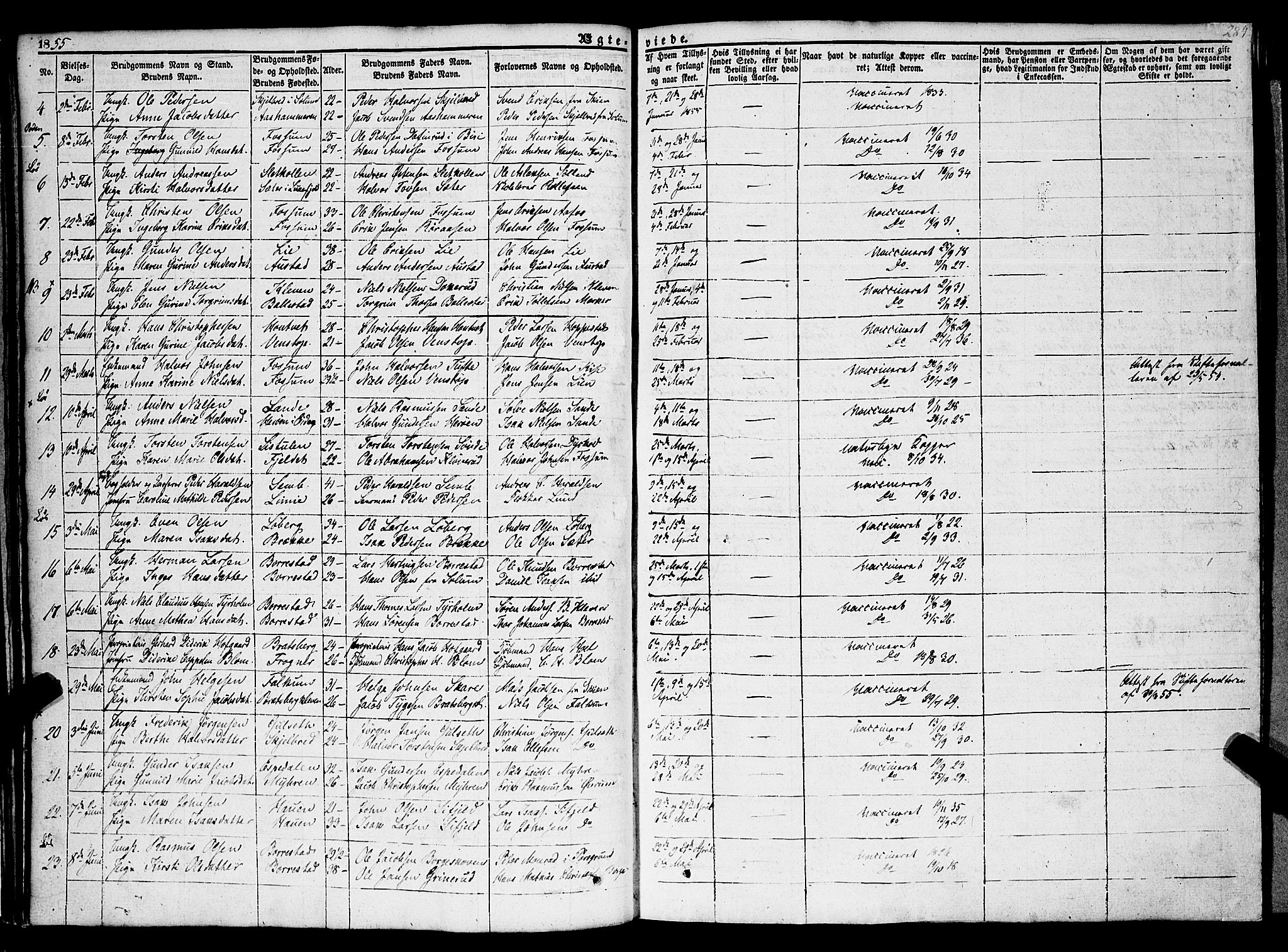 Gjerpen kirkebøker, SAKO/A-265/F/Fa/L0007b: Parish register (official) no. I 7B, 1834-1857, p. 284