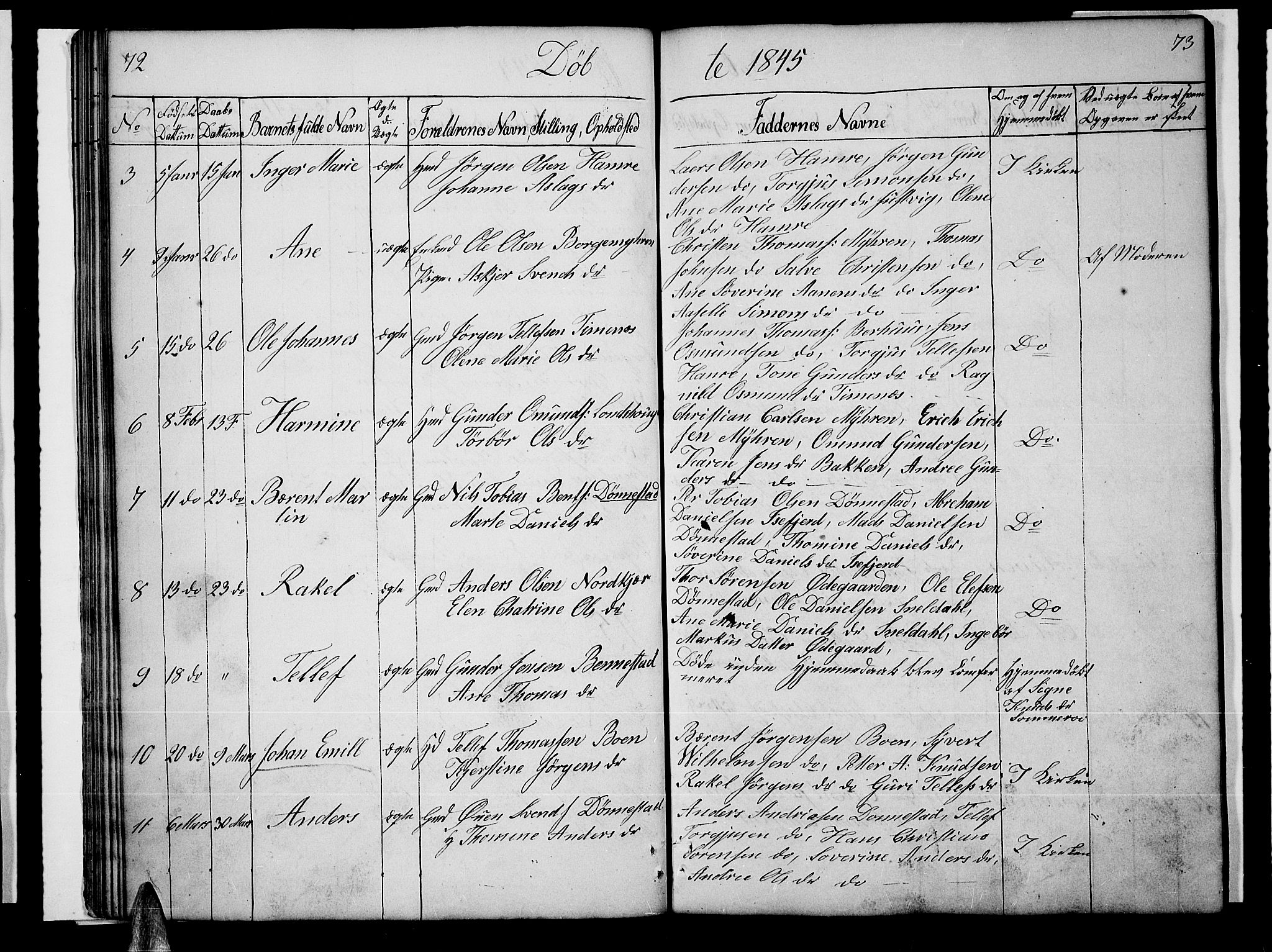 Tveit sokneprestkontor, AV/SAK-1111-0043/F/Fb/L0002: Parish register (copy) no. B 2, 1835-1854, p. 72-73