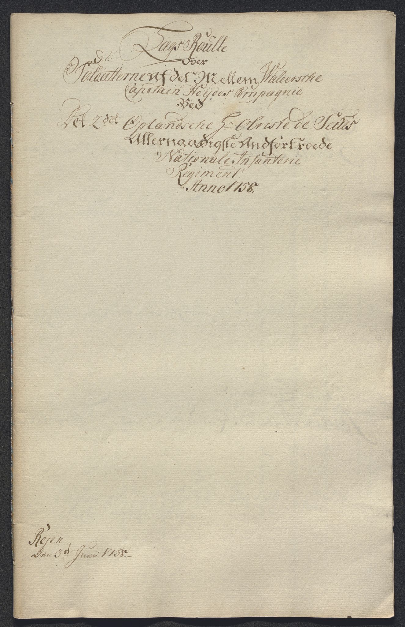 Kommanderende general (KG I) med Det norske krigsdirektorium, AV/RA-EA-5419/E/Ec/L0021: Ruller over nedkommanderte mannskap, 1758-1762, p. 351