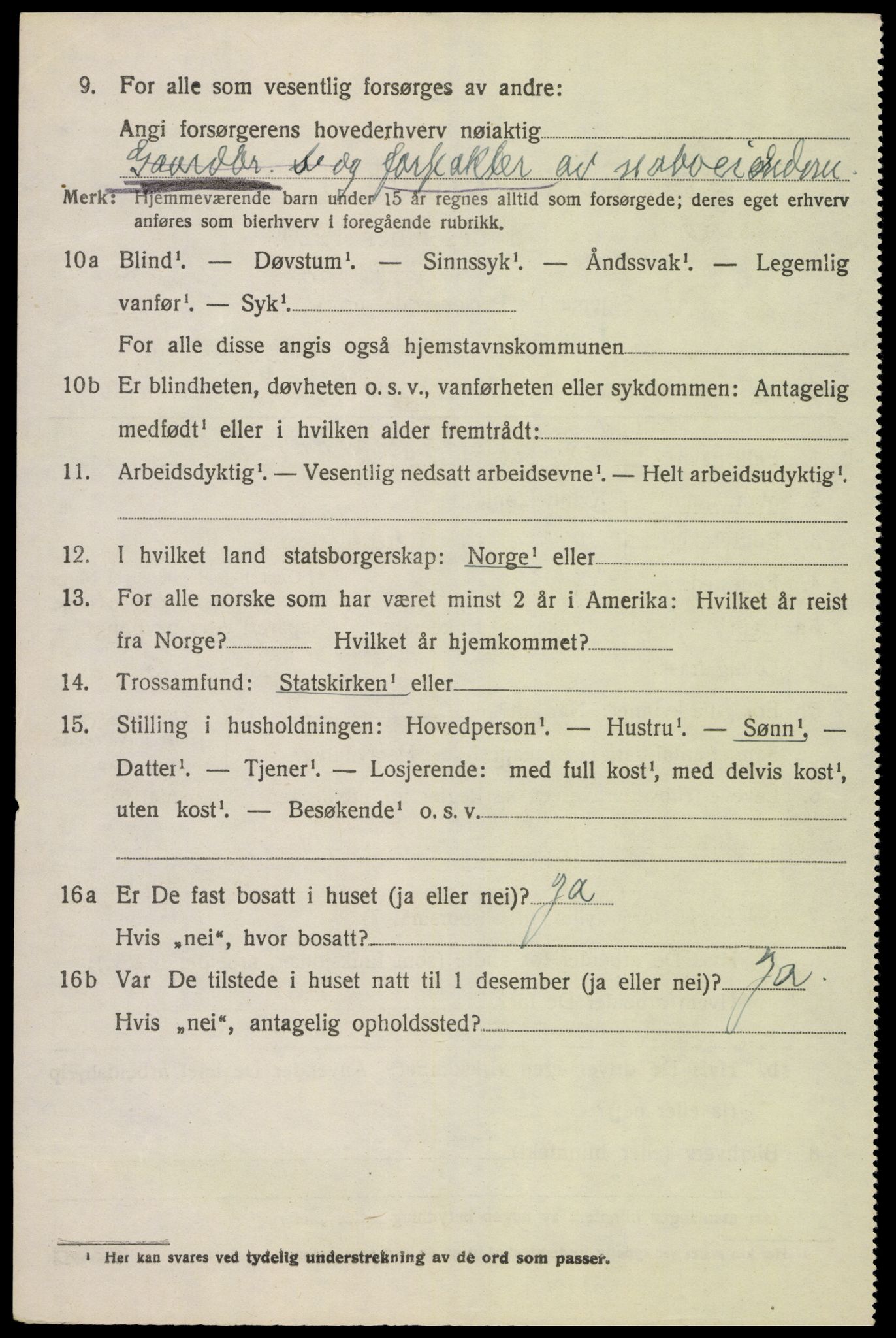 SAK, 1920 census for Lyngdal, 1920, p. 2398