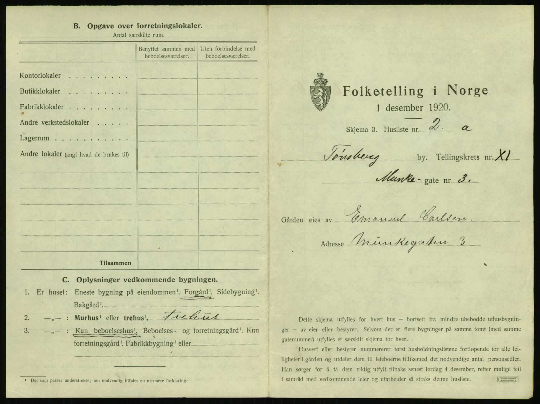 SAKO, 1920 census for Tønsberg, 1920, p. 1151