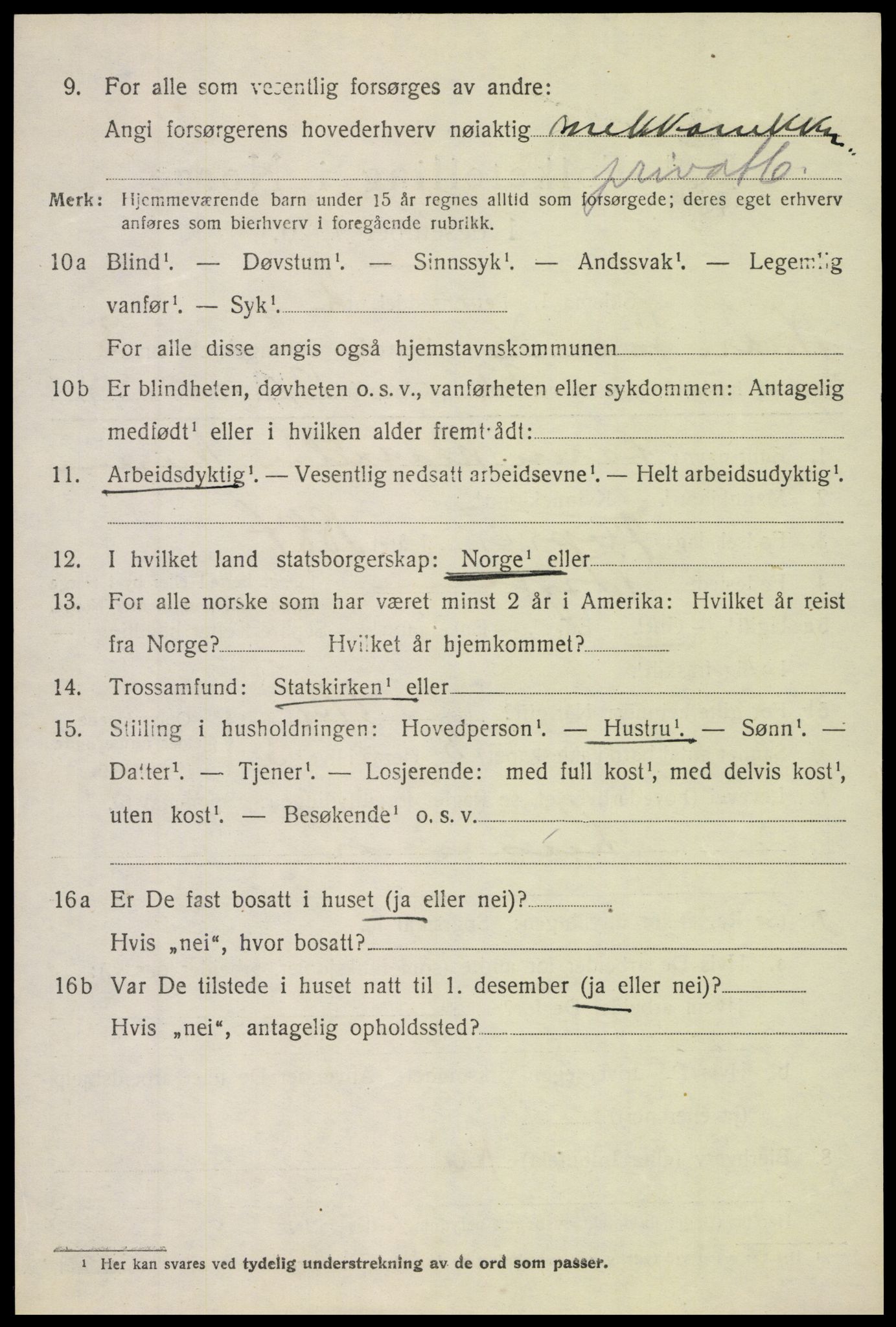 SAH, 1920 census for Nordre Land, 1920, p. 2647