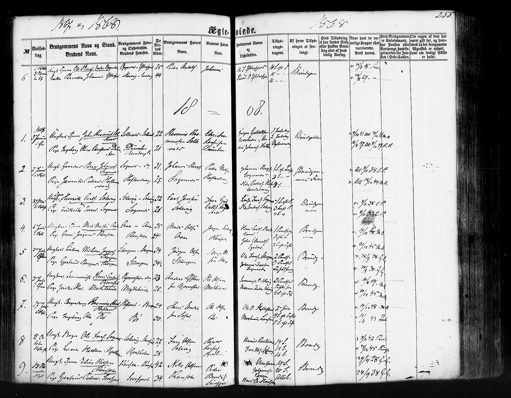 Hyllestad sokneprestembete, SAB/A-80401: Parish register (official) no. A 1, 1861-1886, p. 255