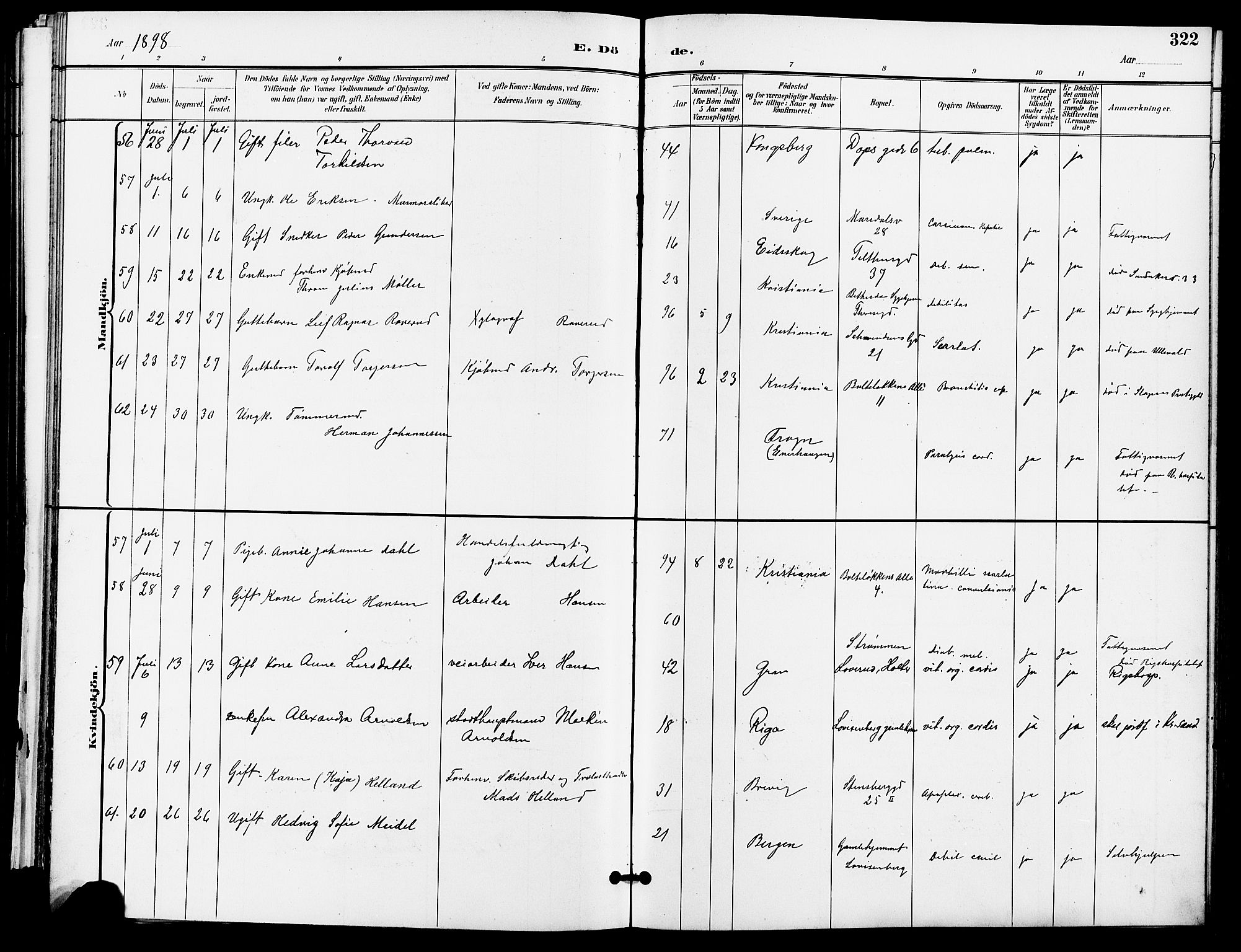 Gamle Aker prestekontor Kirkebøker, AV/SAO-A-10617a/F/L0011: Parish register (official) no. 11, 1896-1901, p. 322