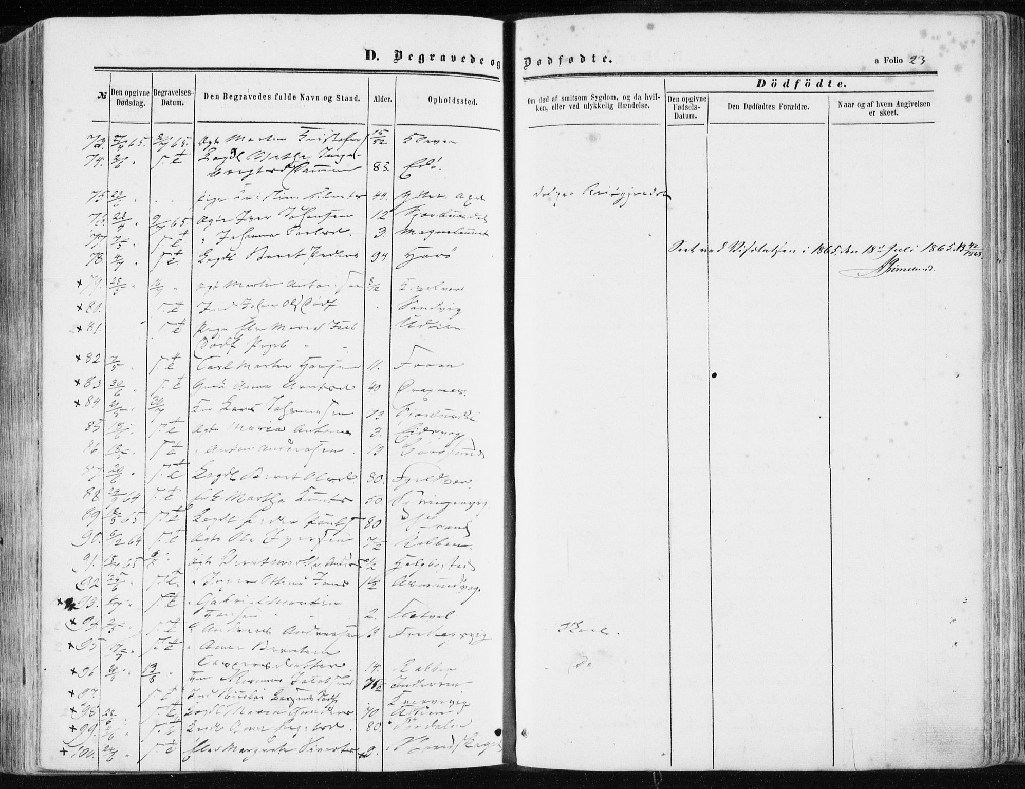 Ministerialprotokoller, klokkerbøker og fødselsregistre - Sør-Trøndelag, SAT/A-1456/634/L0531: Parish register (official) no. 634A07, 1861-1870, p. 23