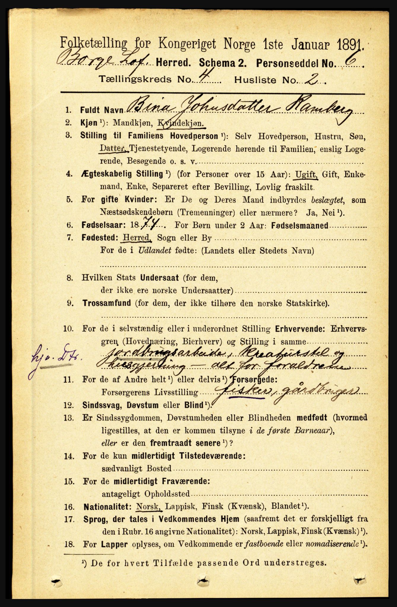 RA, 1891 census for 1862 Borge, 1891, p. 2171