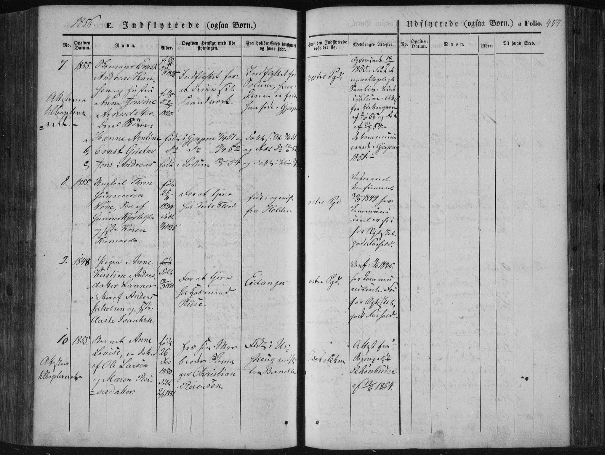 Porsgrunn kirkebøker , SAKO/A-104/F/Fa/L0006: Parish register (official) no. 6, 1841-1857, p. 457