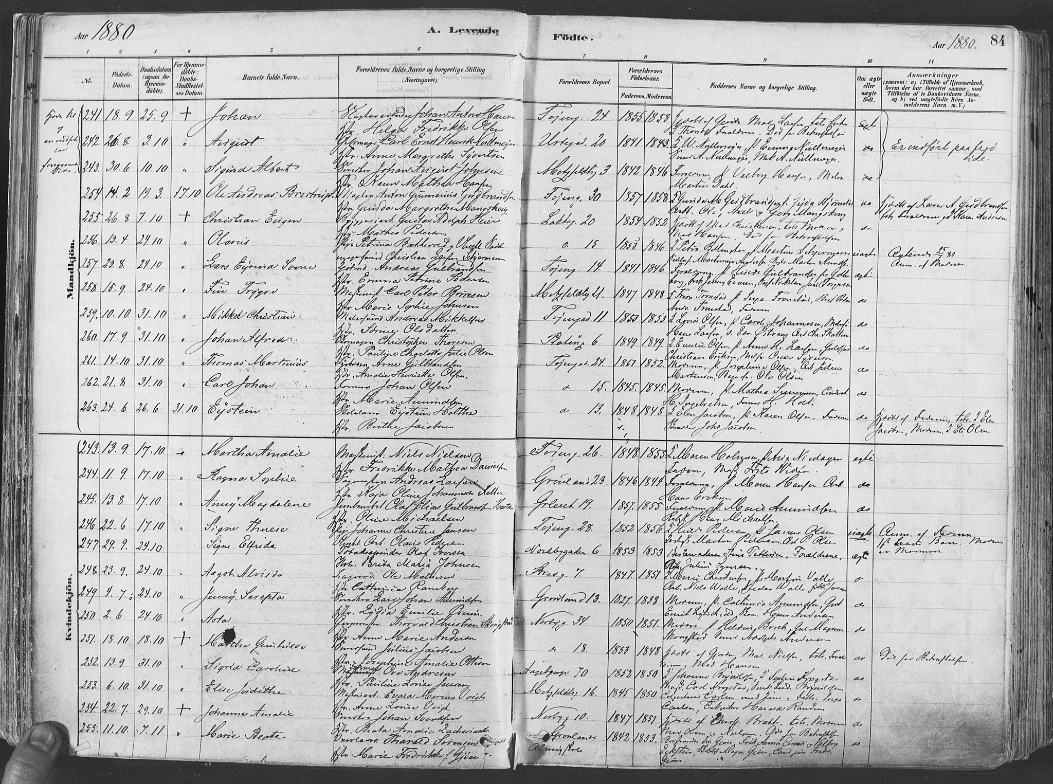 Grønland prestekontor Kirkebøker, AV/SAO-A-10848/F/Fa/L0007: Parish register (official) no. 7, 1878-1888, p. 84