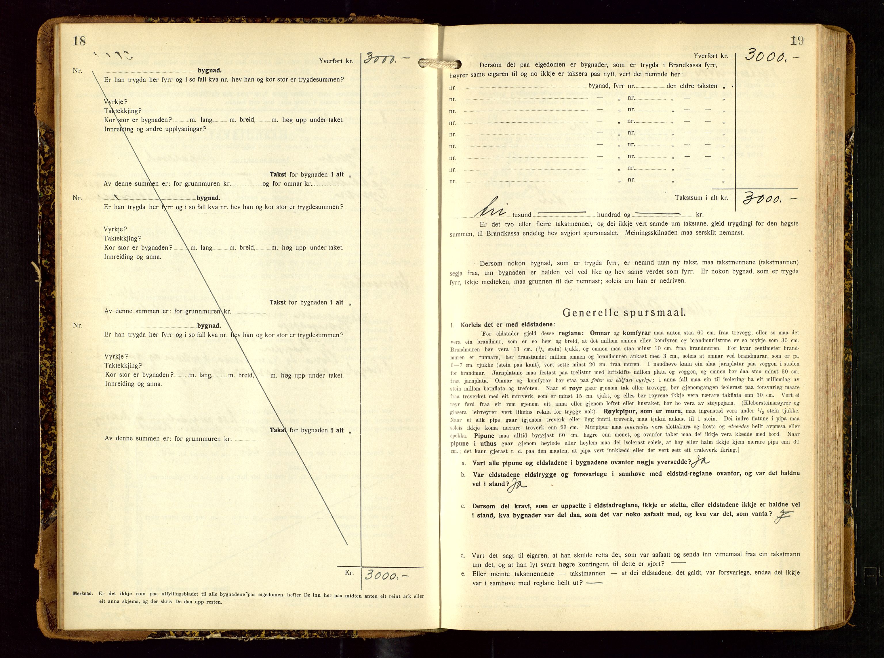 Tysvær lensmannskontor, AV/SAST-A-100192/Gob/L0003: "Brandtakstbok for Tysvær lensmannskrins", 1932-1955, p. 18-19