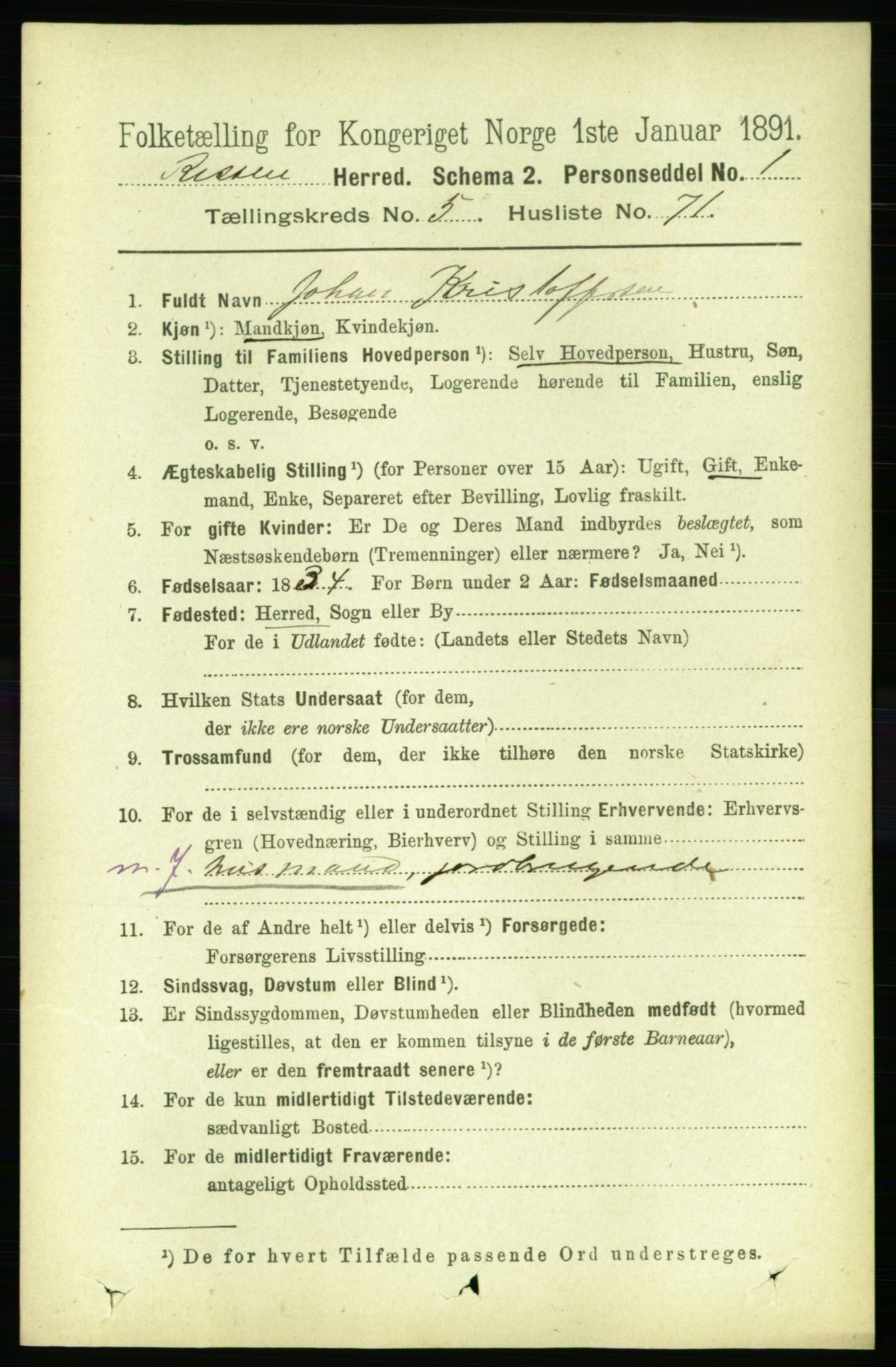 RA, 1891 census for 1624 Rissa, 1891, p. 3207